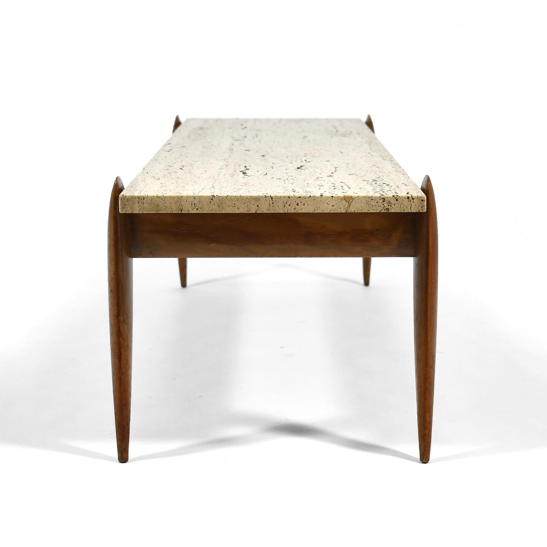 Gio Ponti Travertine Coffee Table In Good Condition For Sale In Highland, IN