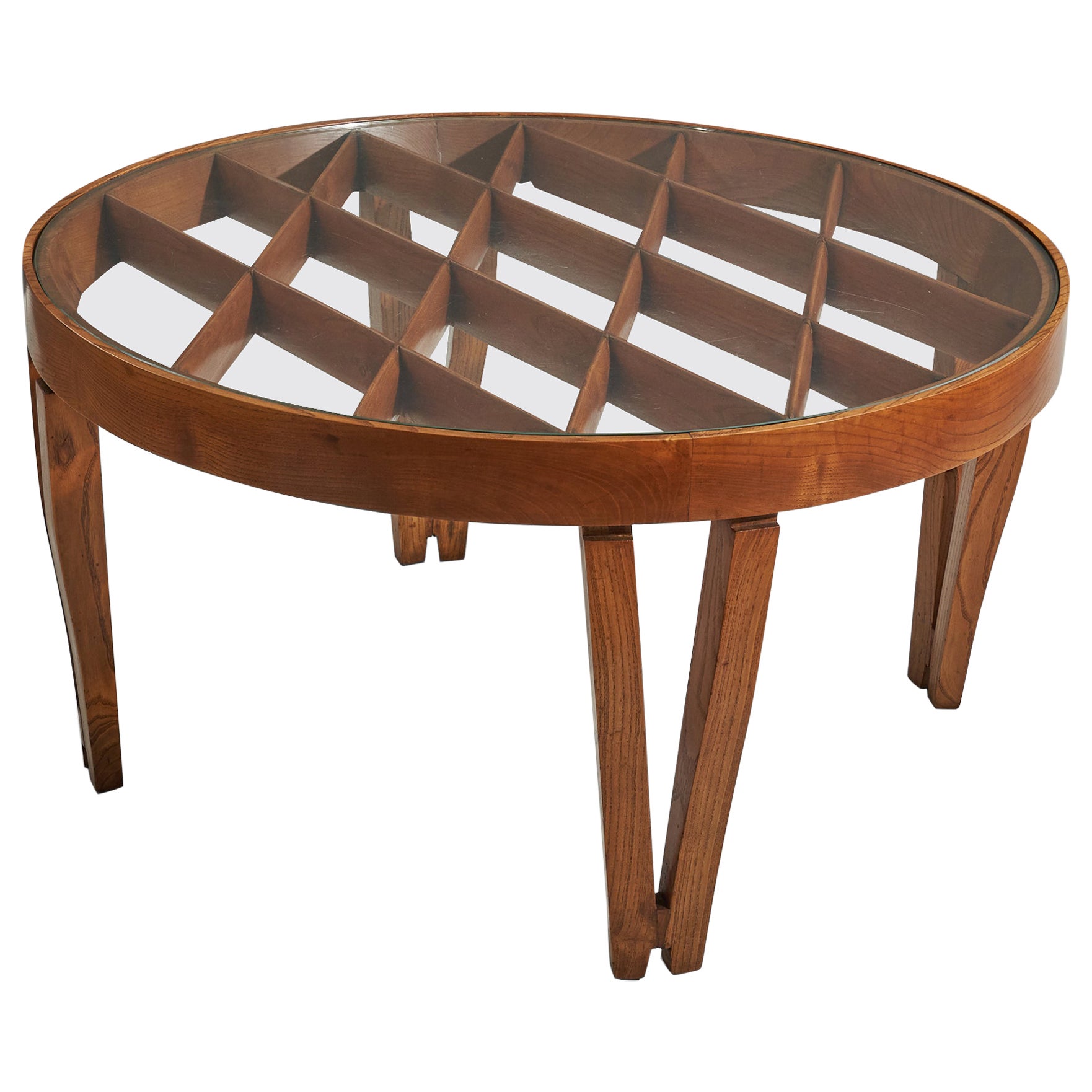Gio Ponti, Mesa de centro única, Roble, Cristal, Italia, c. 1937