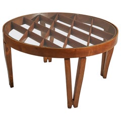 Gio Ponti, Mesa de centro única, Roble, Cristal, Italia, c. 1937