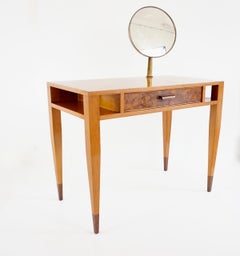 Gio Ponti vanity desk console table with a adjustable Fontana arte mirror, 1950