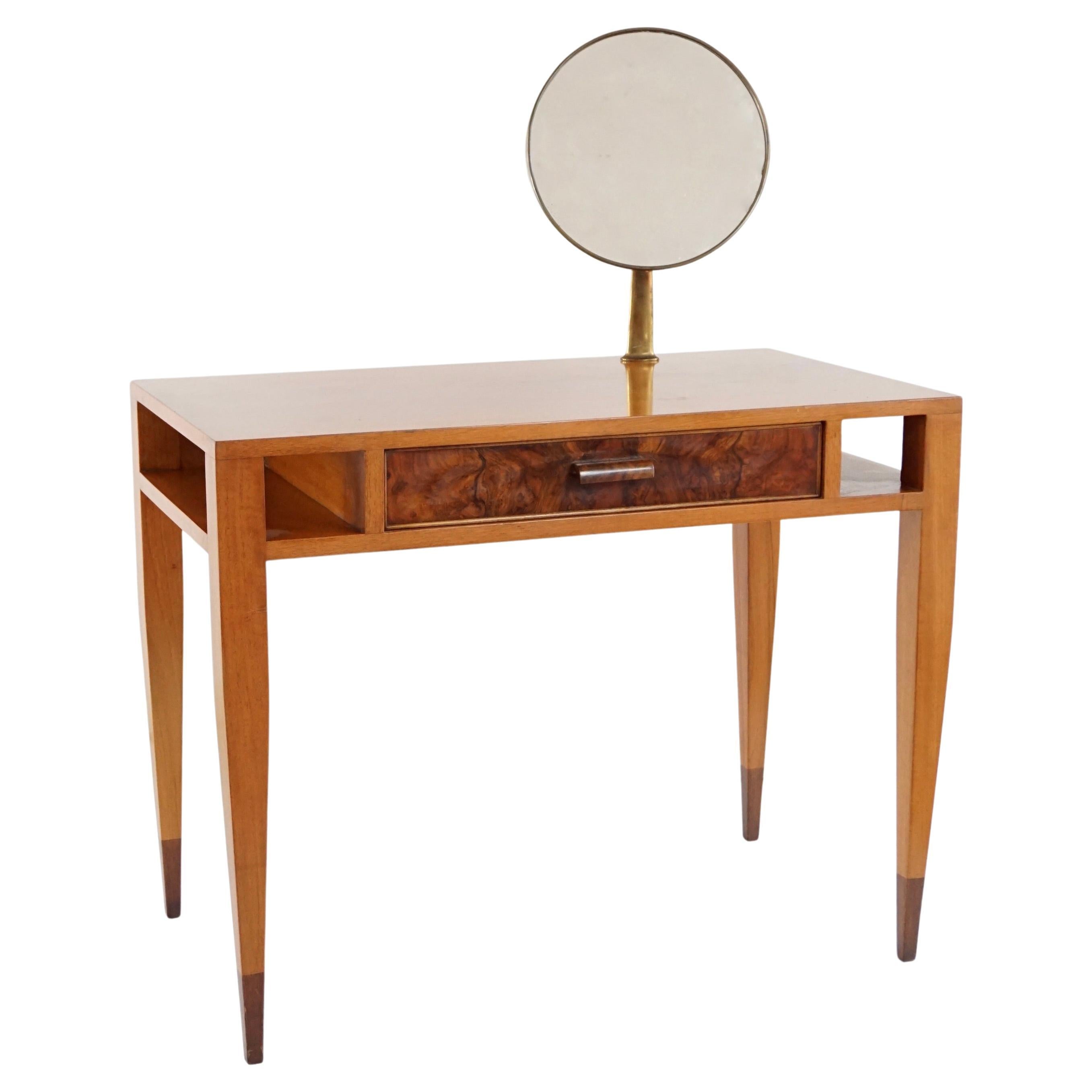 Gio Ponti vanity desk console table with a adjustable Fontana arte mirror, 1950 For Sale