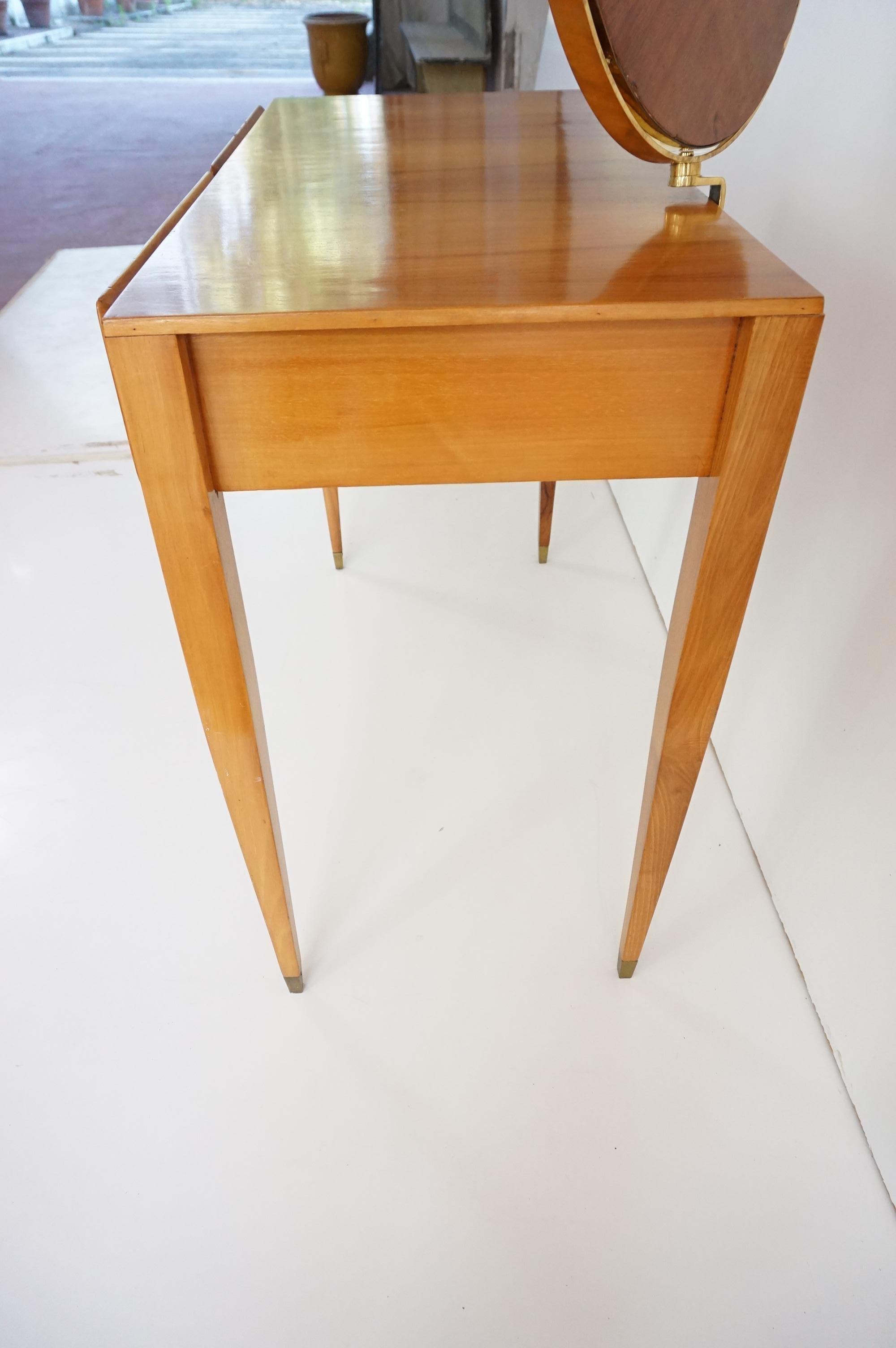 Scrivania di Gio Ponti con specchio circolare in ottone dell'Hotel Royal Naples, 1955 5