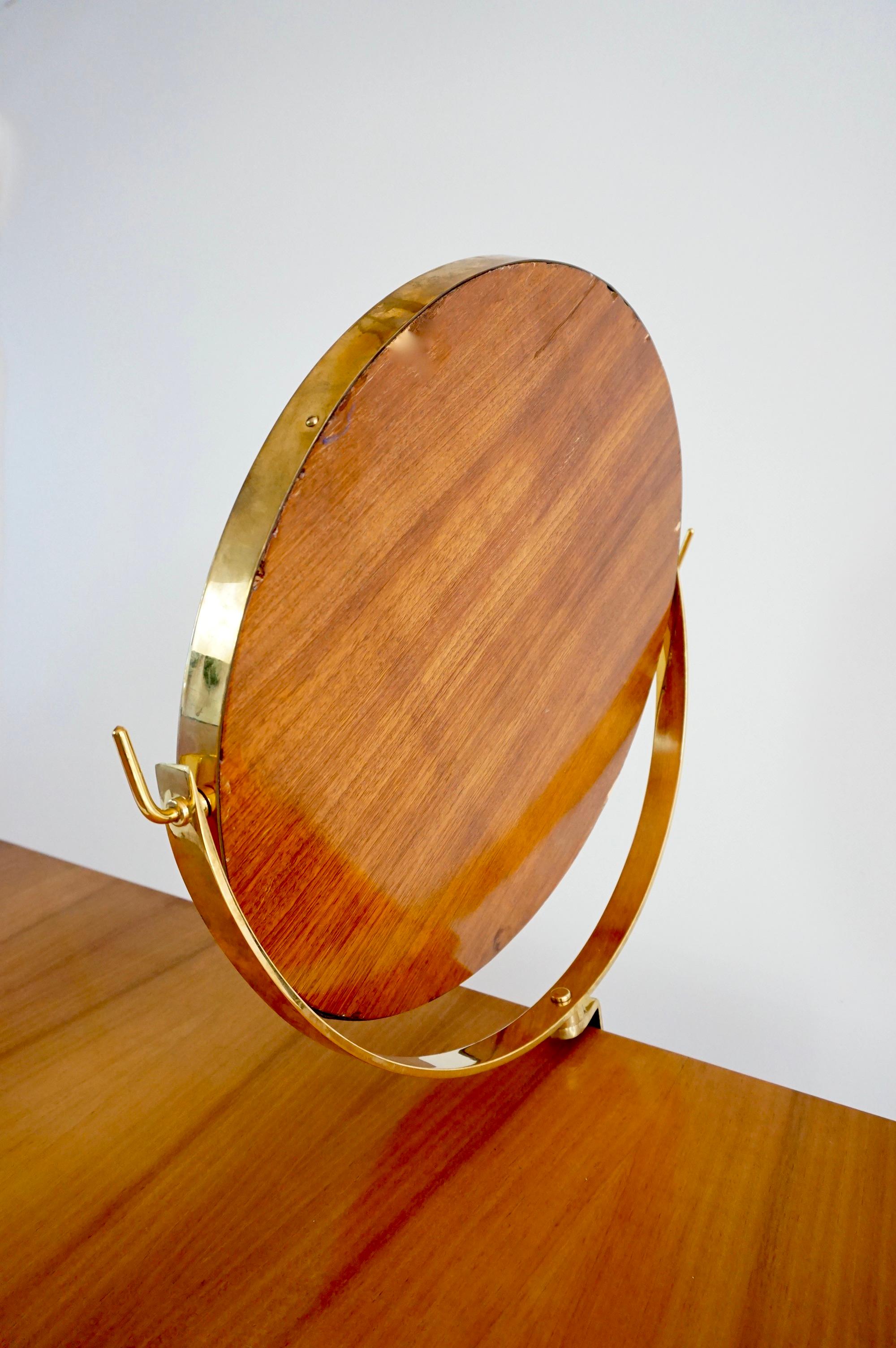 Scrivania di Gio Ponti con specchio circolare in ottone dell'Hotel Royal Naples, 1955 7