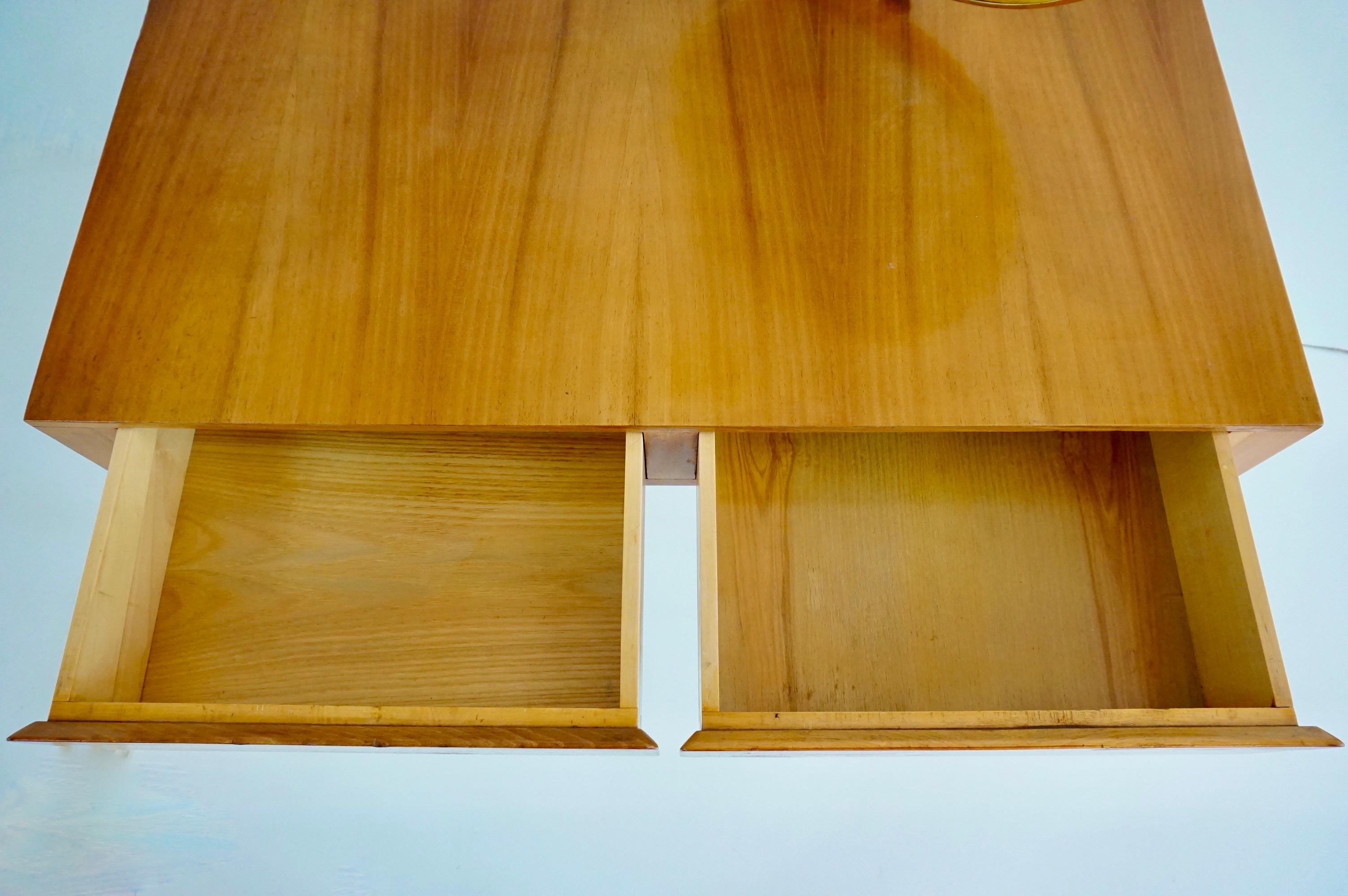 Ottone Scrivania di Gio Ponti con specchio circolare in ottone dell'Hotel Royal Naples, 1955