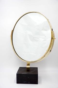 Espejo de tocador Gio Ponti "Fontana Arte" sobre bloque de mármol negro Marquinha, 1955