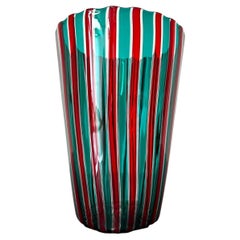 Gio Ponti, Vaso verde e rosso "a canne", Venini, 1988