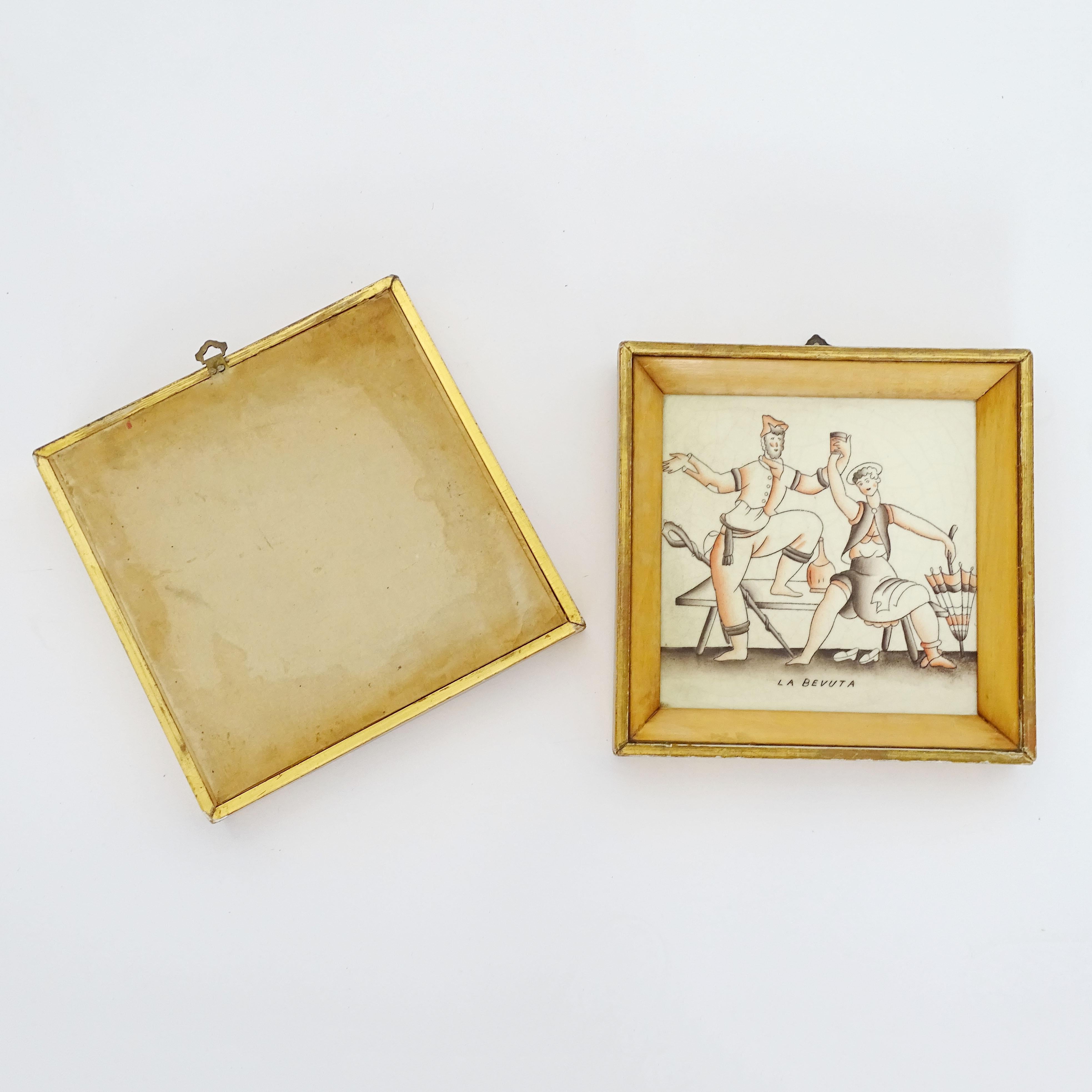 Gio Ponti: Serie „Vendemmia“, zwei Kacheln für Richard Ginori, Italien, 1920er Jahre (Italienisch) im Angebot