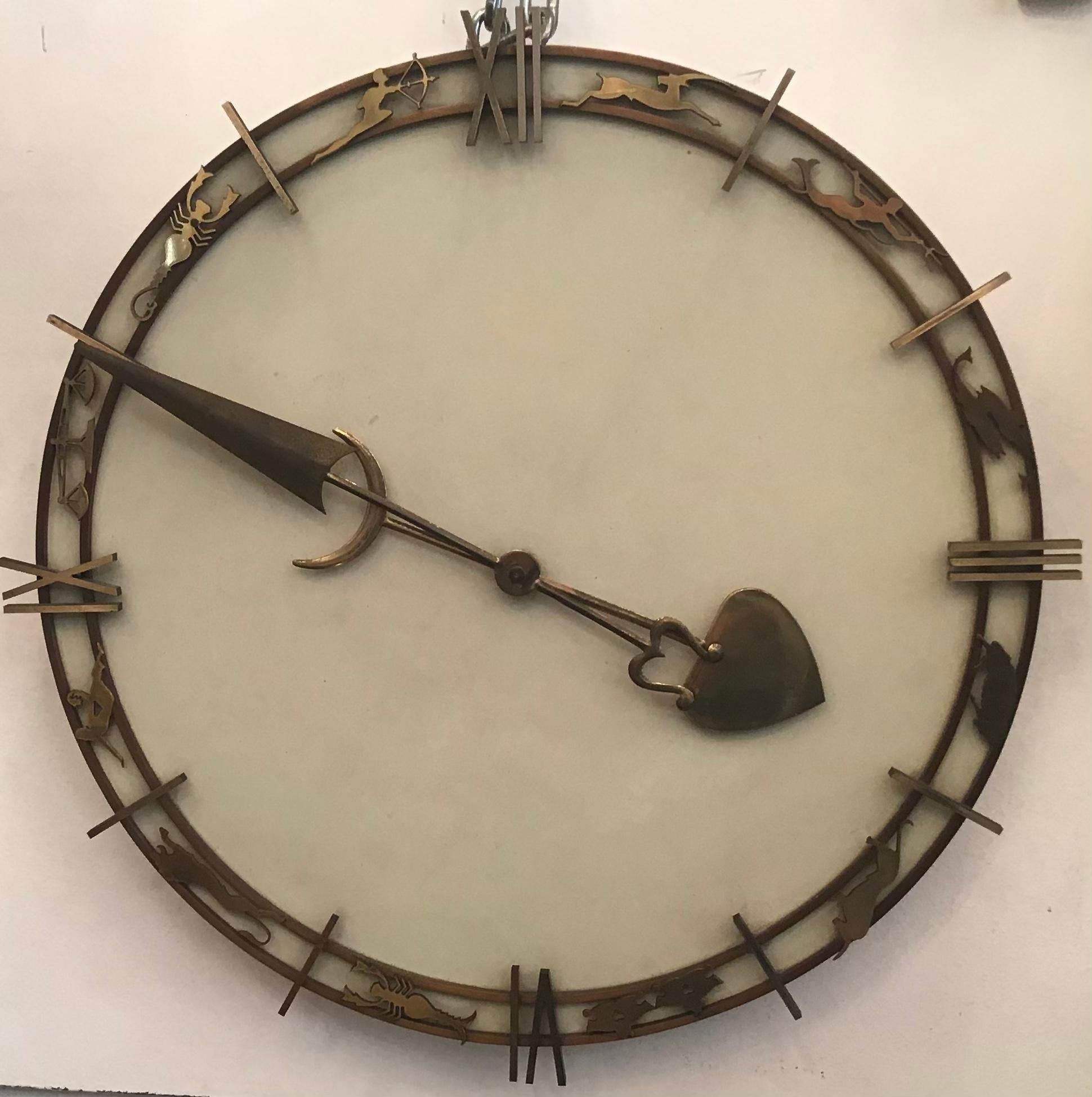 Gio' Ponti Wall Clock Brass Metal 1950 Italy  For Sale 4