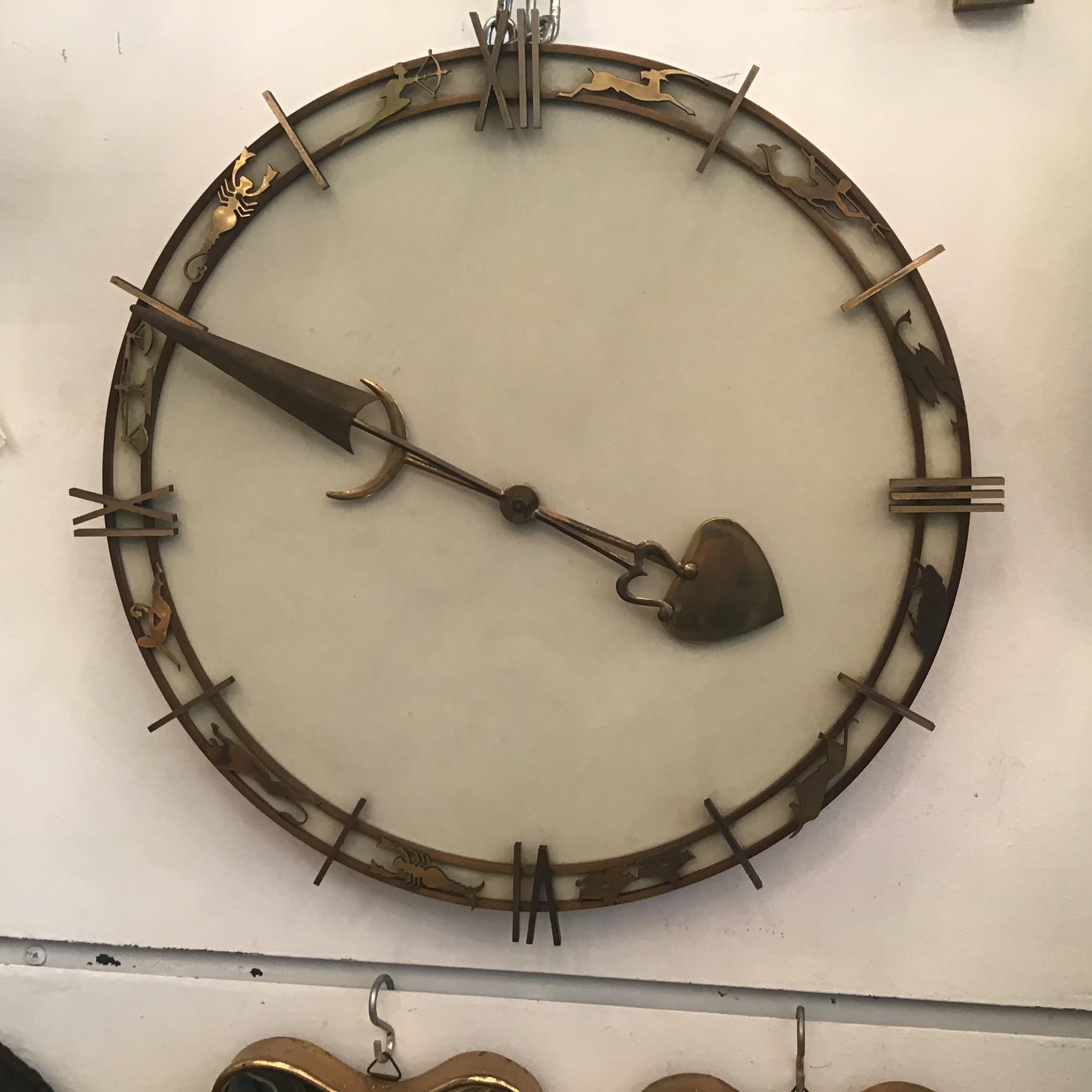 Gio' Ponti Wall Clock Brass Metal 1950 Italy  For Sale 5
