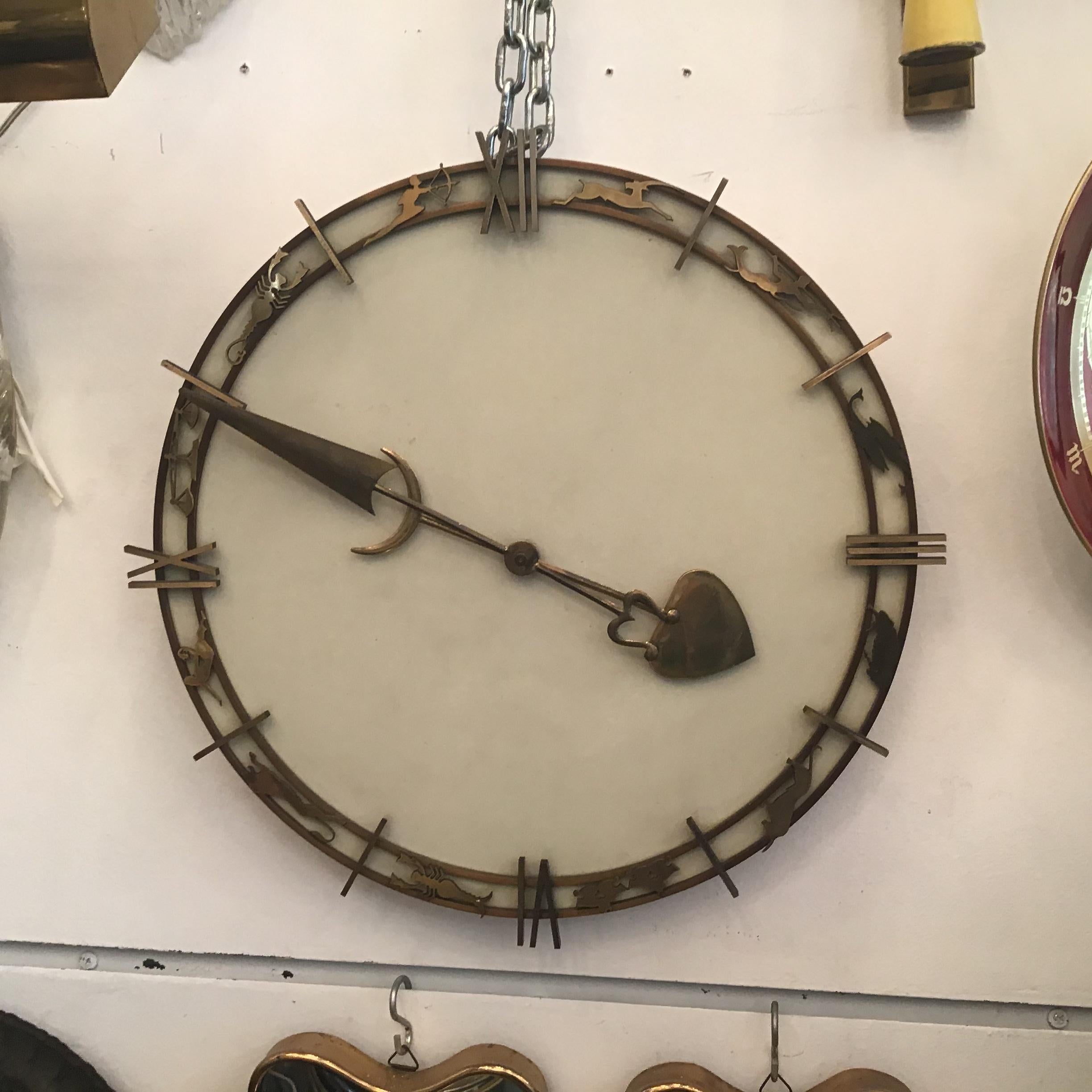 Gio' Ponti Wall Clock Brass Metal 1950 Italy  For Sale 6