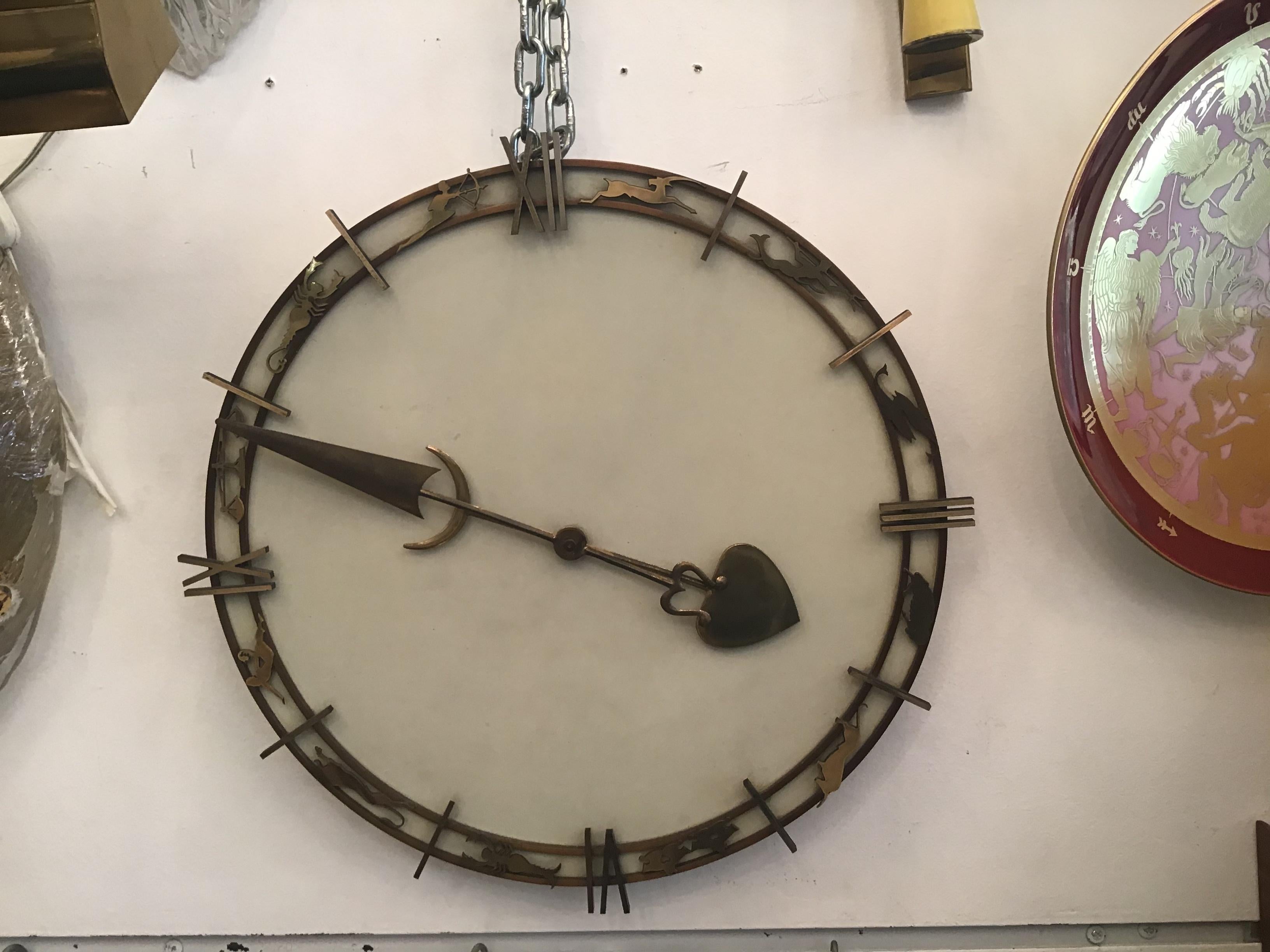 Gio' Ponti Wall Clock Brass Metal 1950 Italy  For Sale 7