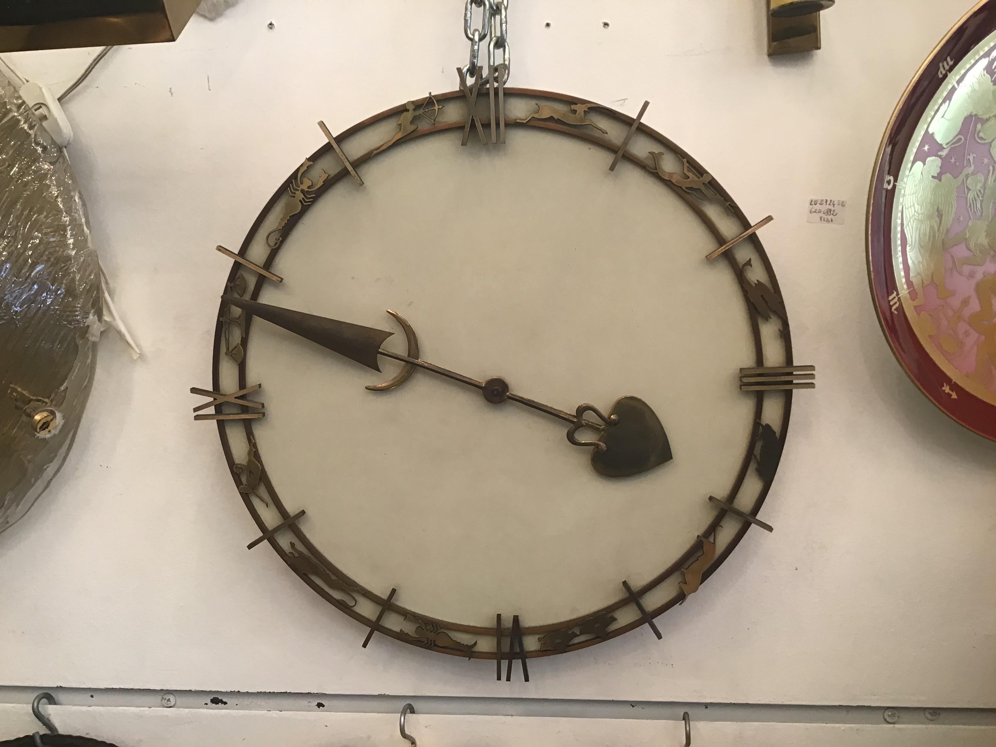 Gio' Ponti Wall Clock Brass Metal 1950 Italy  For Sale 8