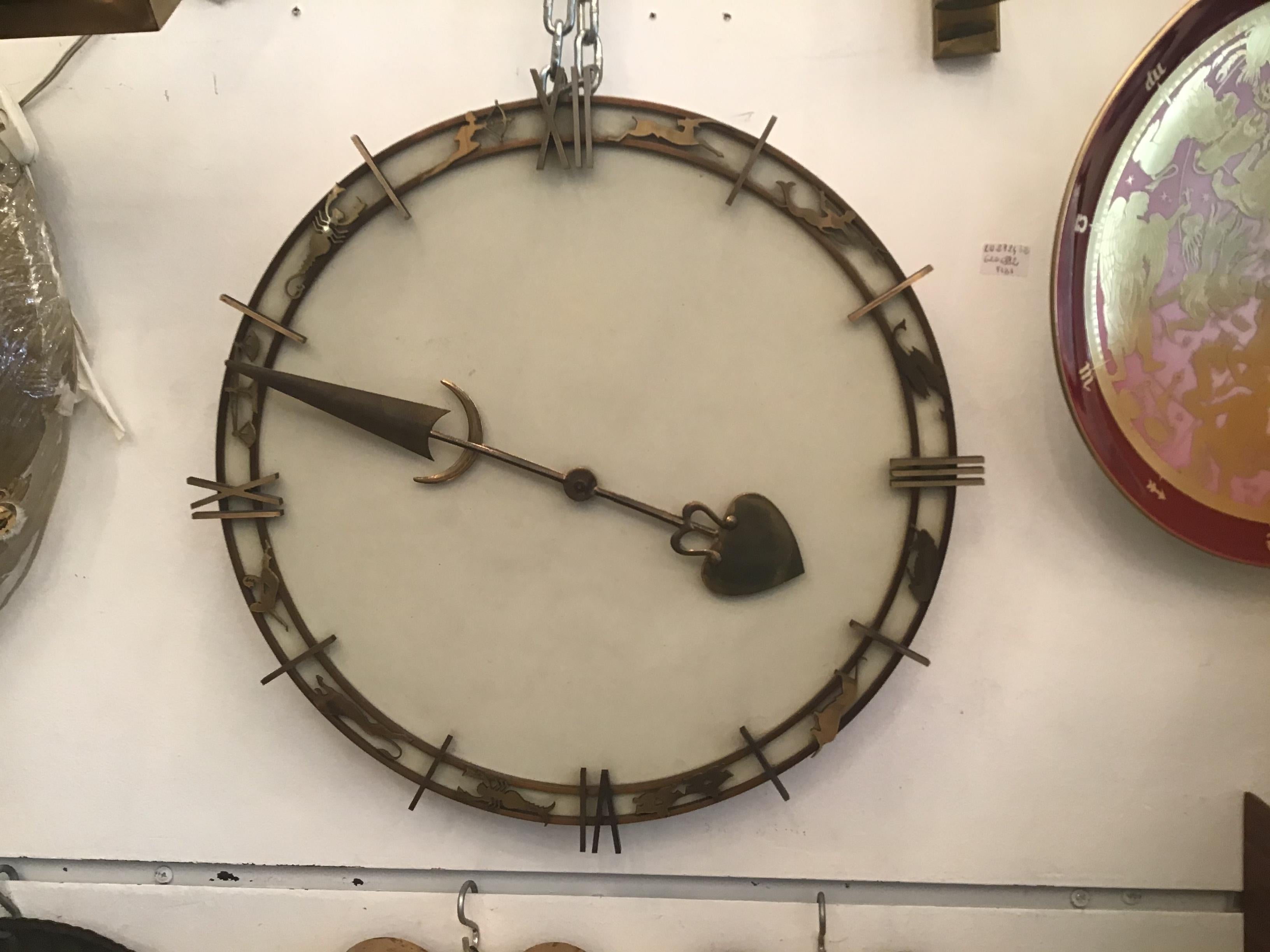 Gio' Ponti Wall Clock Brass Metal 1950 Italy  For Sale 9
