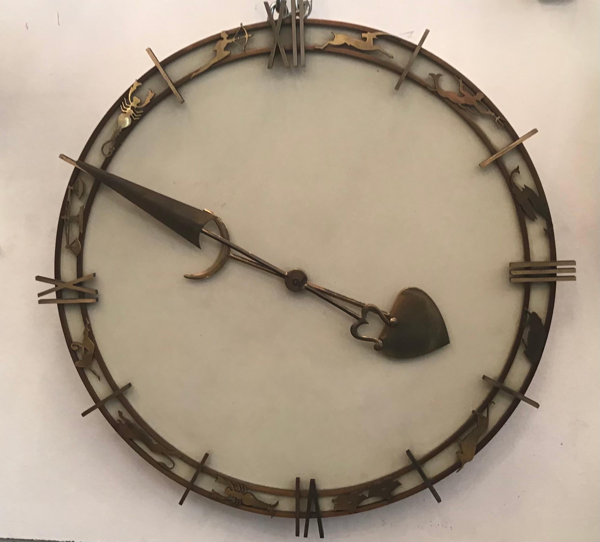 Other Gio' Ponti Wall Clock Brass Metal 1950 Italy  For Sale