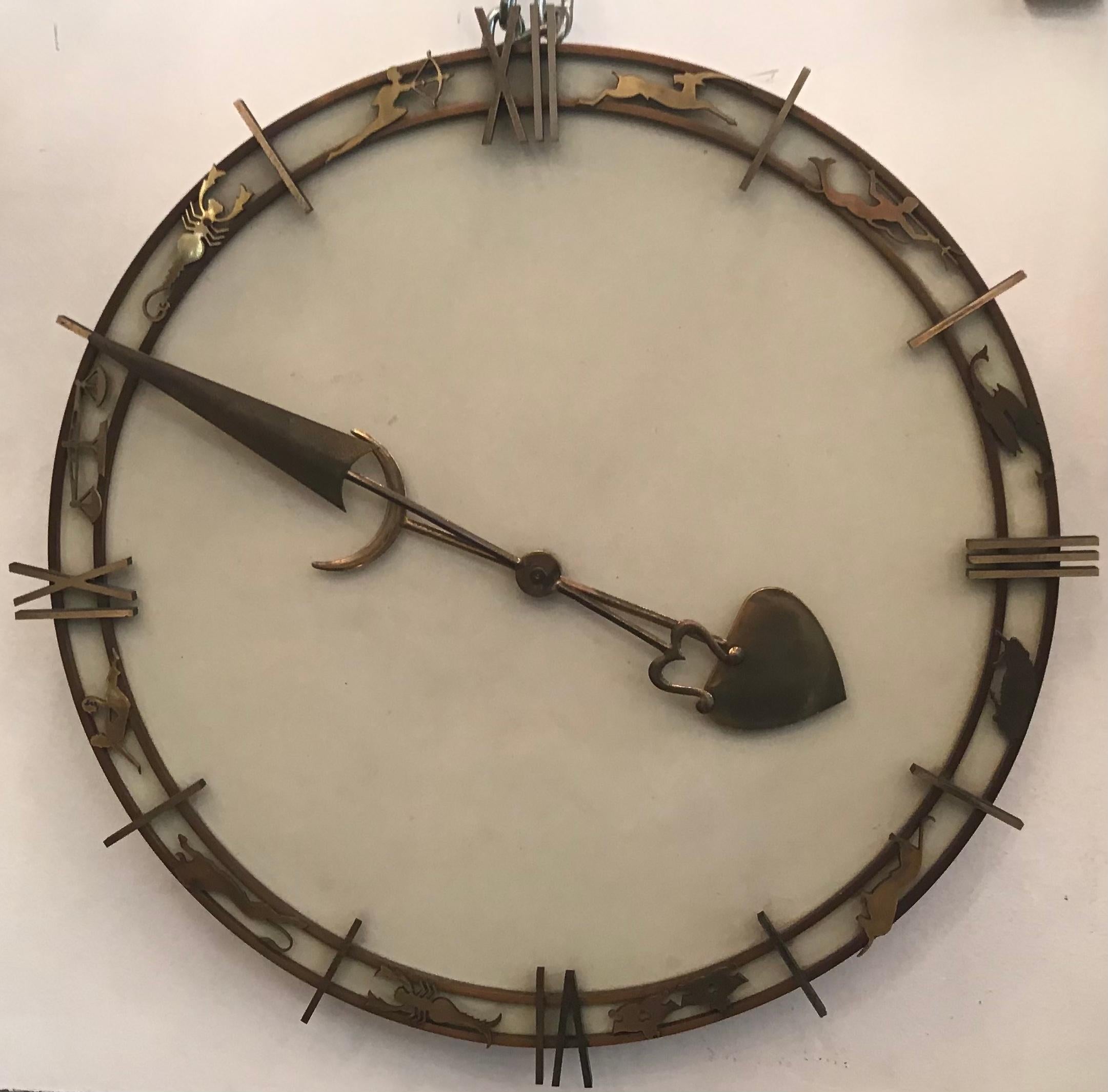 Gio' Ponti Wall Clock Brass Metal 1950 Italy  In Good Condition For Sale In Milano, IT