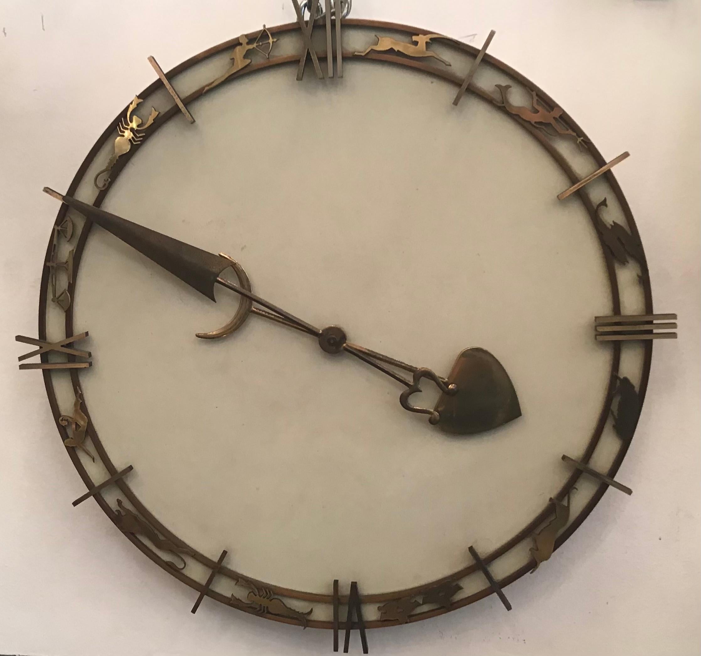 Mid-20th Century Gio' Ponti Wall Clock Brass Metal 1950 Italy  For Sale