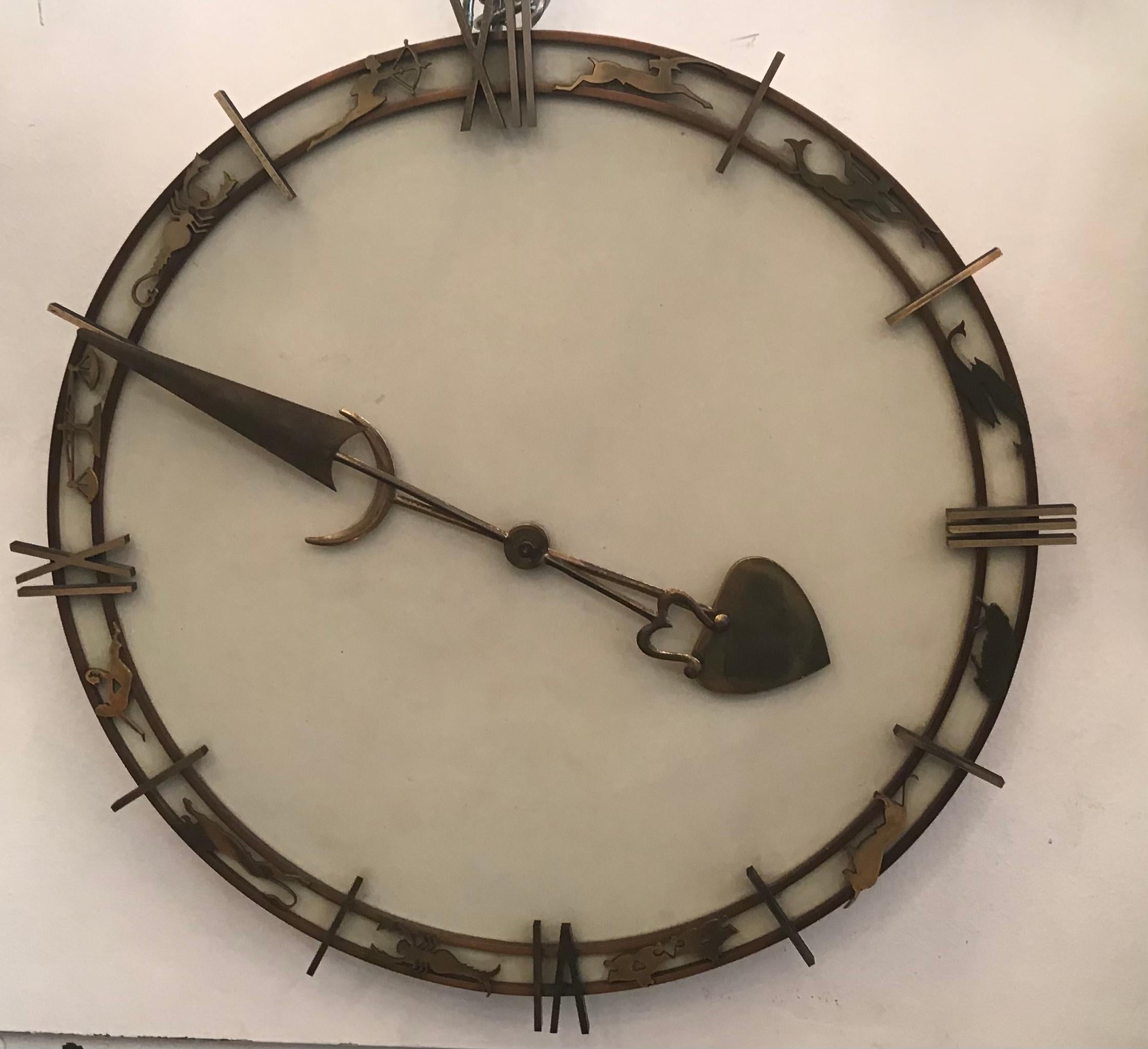 Gio' Ponti Wall Clock Brass Metal 1950 Italy  For Sale 1