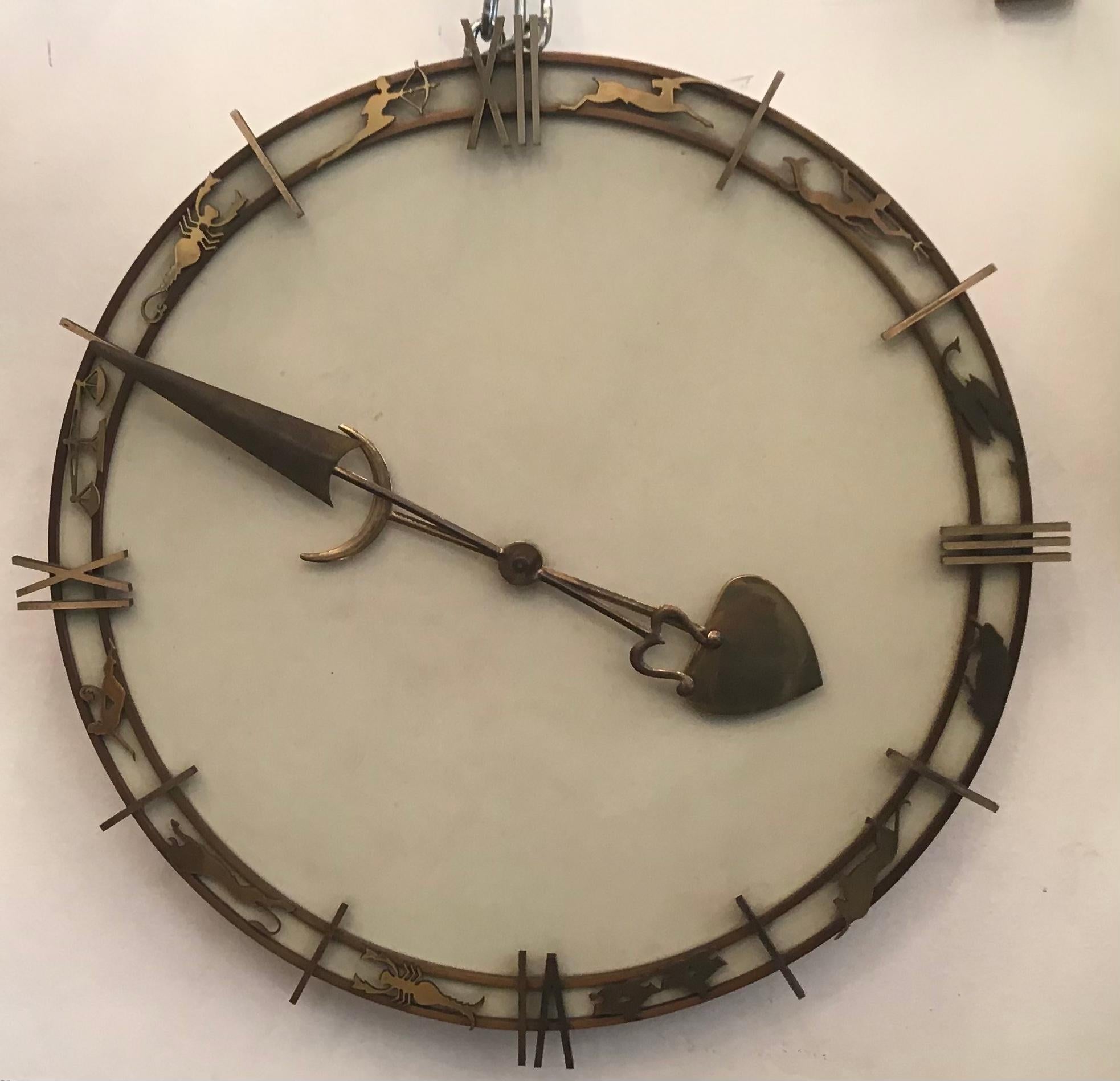 Gio' Ponti Wall Clock Brass Metal 1950 Italy  For Sale 2