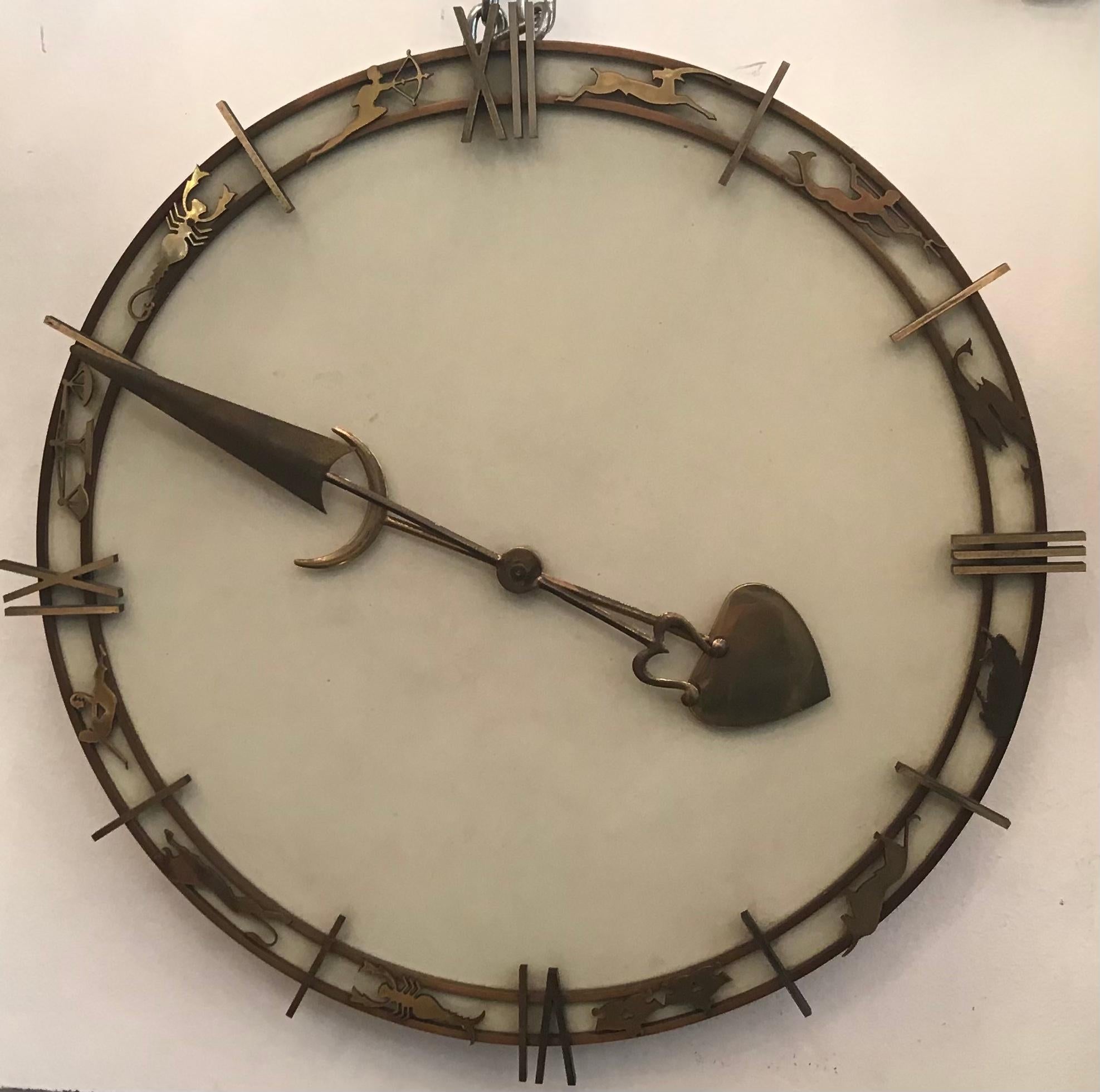 Gio' Ponti Wall Clock Brass Metal 1950 Italy  For Sale 3