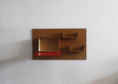 Gio Ponti Wall Mounted Bar Cabinet with Shelves in Oak Italian Manufacture 1950s