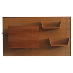 Gio Ponti Wall Mounted Bar Cabinet with Shelves in Oak Italian Manufacture 1950s