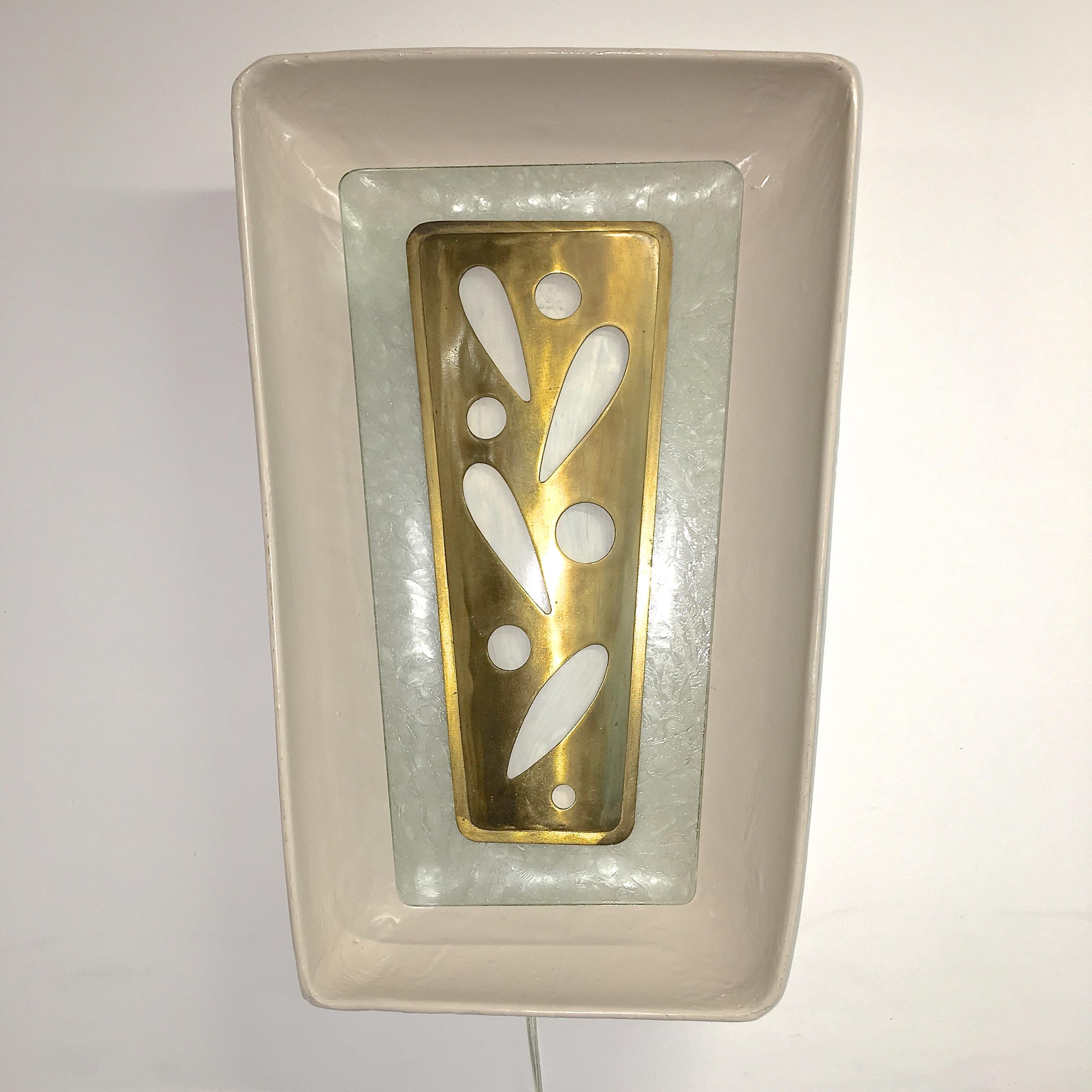 Gio Ponti Wall Sconce from the m/s Augustus Italian Ocean Liner 1951 In Fair Condition For Sale In Hanover, MA