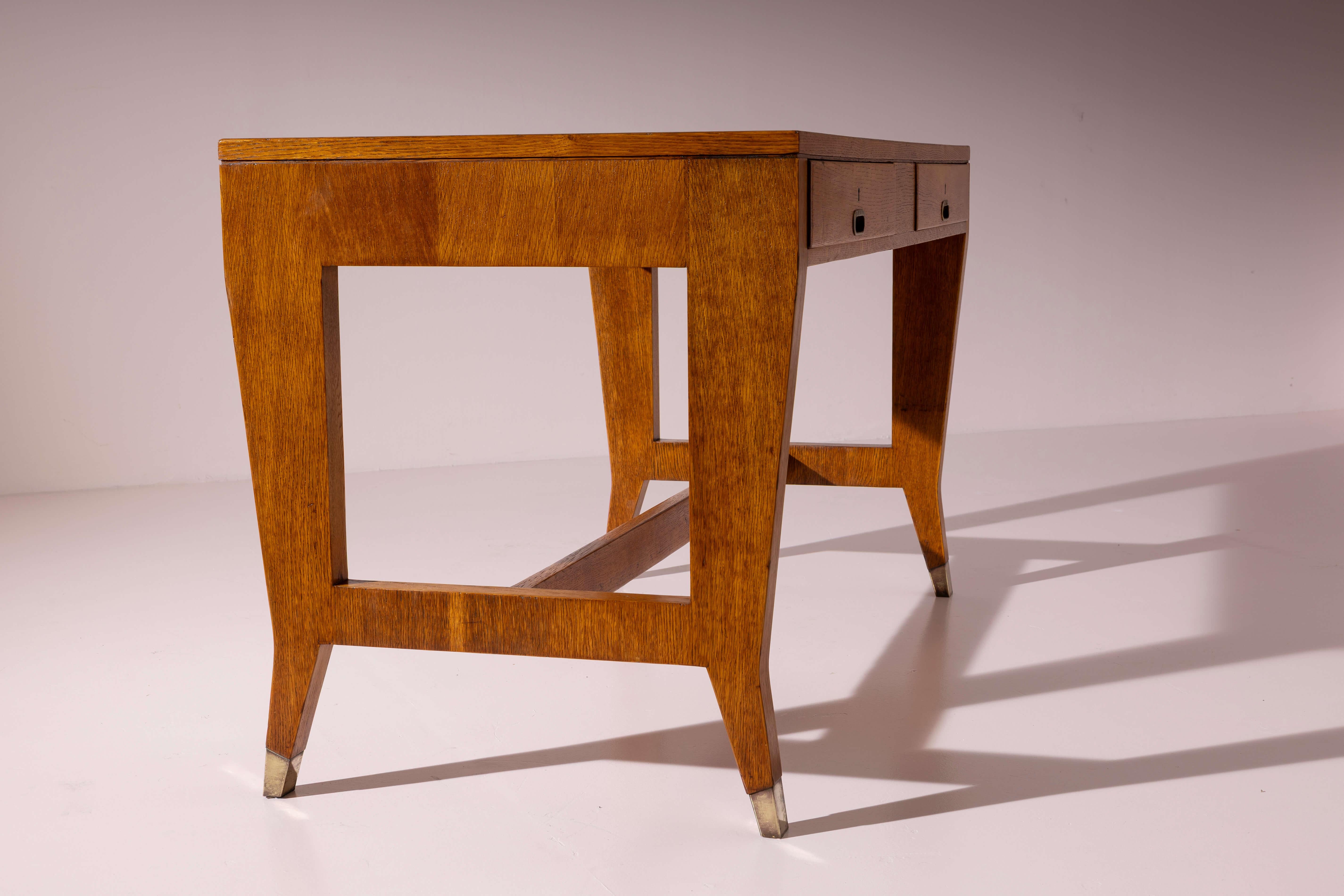 Gio Ponti walnut desk for BNL offices, Italy, 1950s For Sale 8