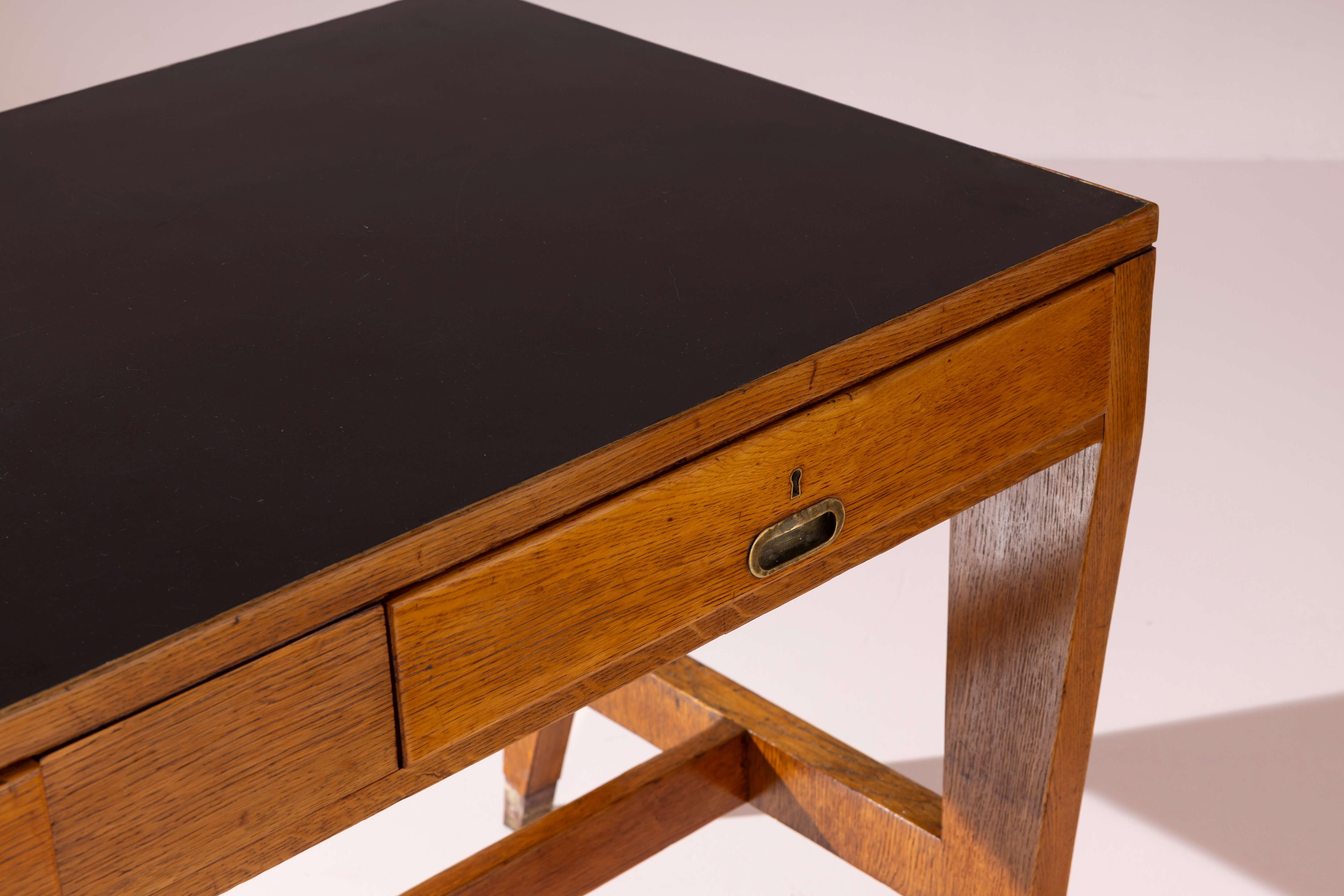 Mid-20th Century Gio Ponti walnut desk for BNL offices, Italy, 1950s For Sale