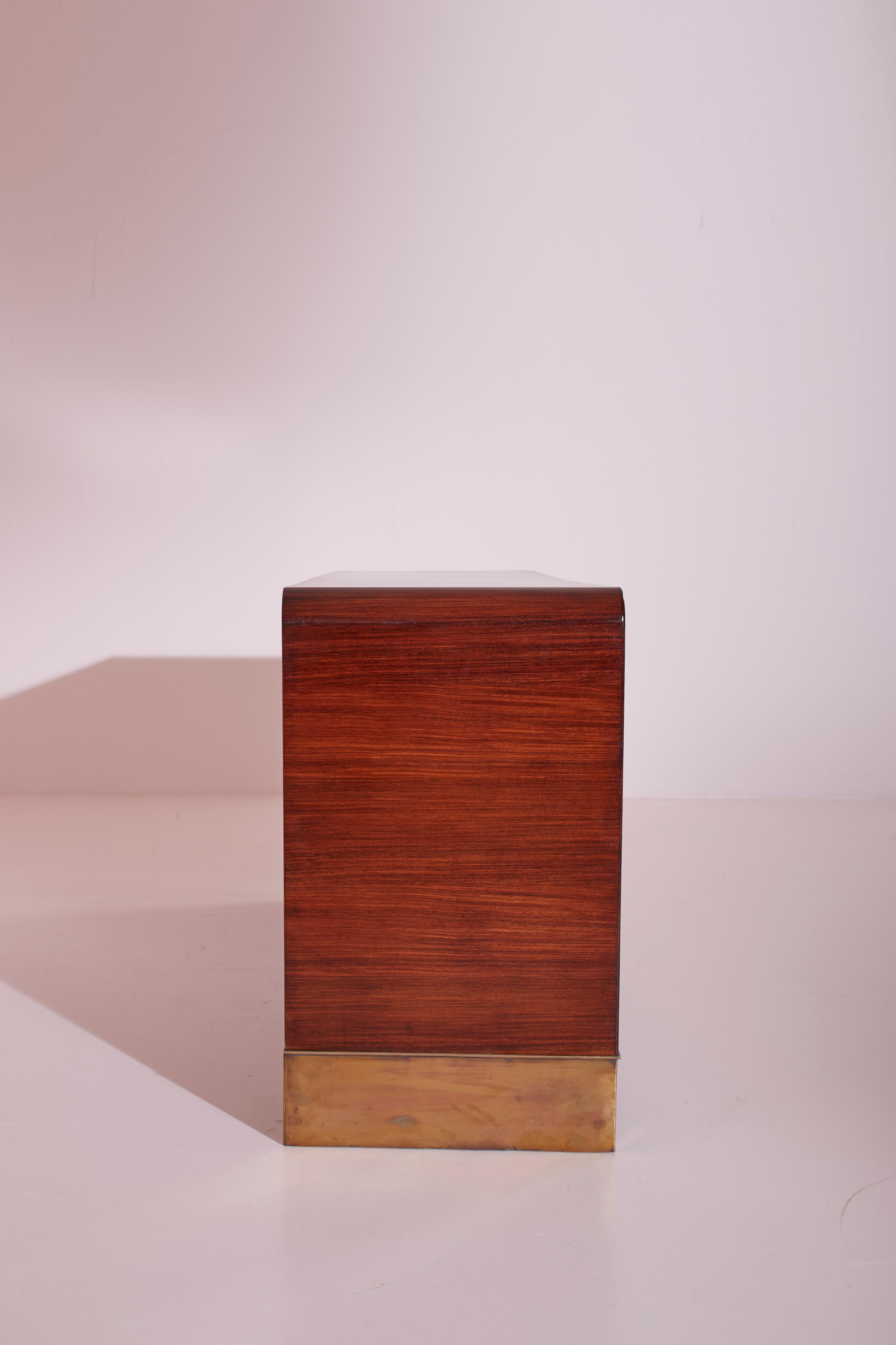 Gio Ponti walnut, parchment and brass chest of drawers, Italy, 1930s 2