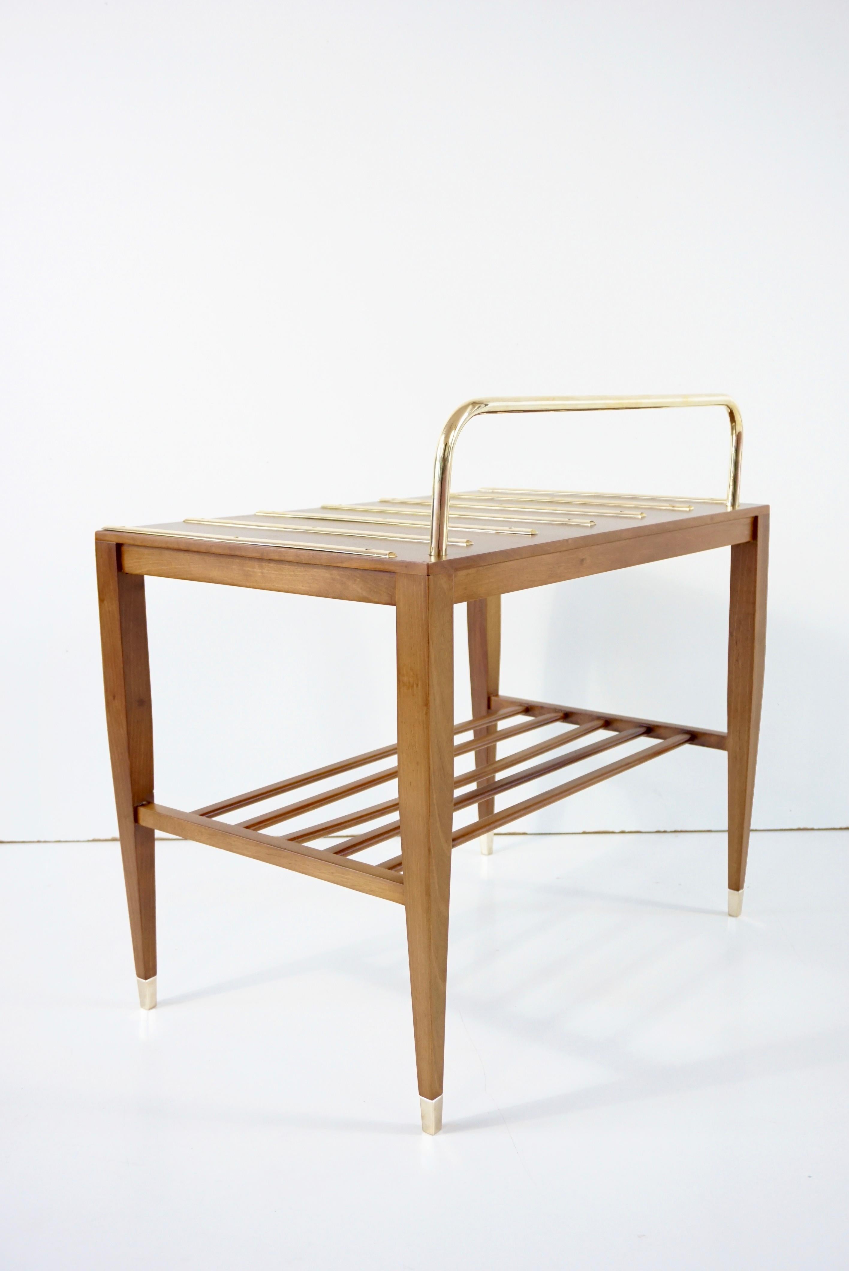 Gio Ponti Walnut Side Table, Luggage Rack for Hotel Royal Naples, 1955 In Good Condition In Rome, IT