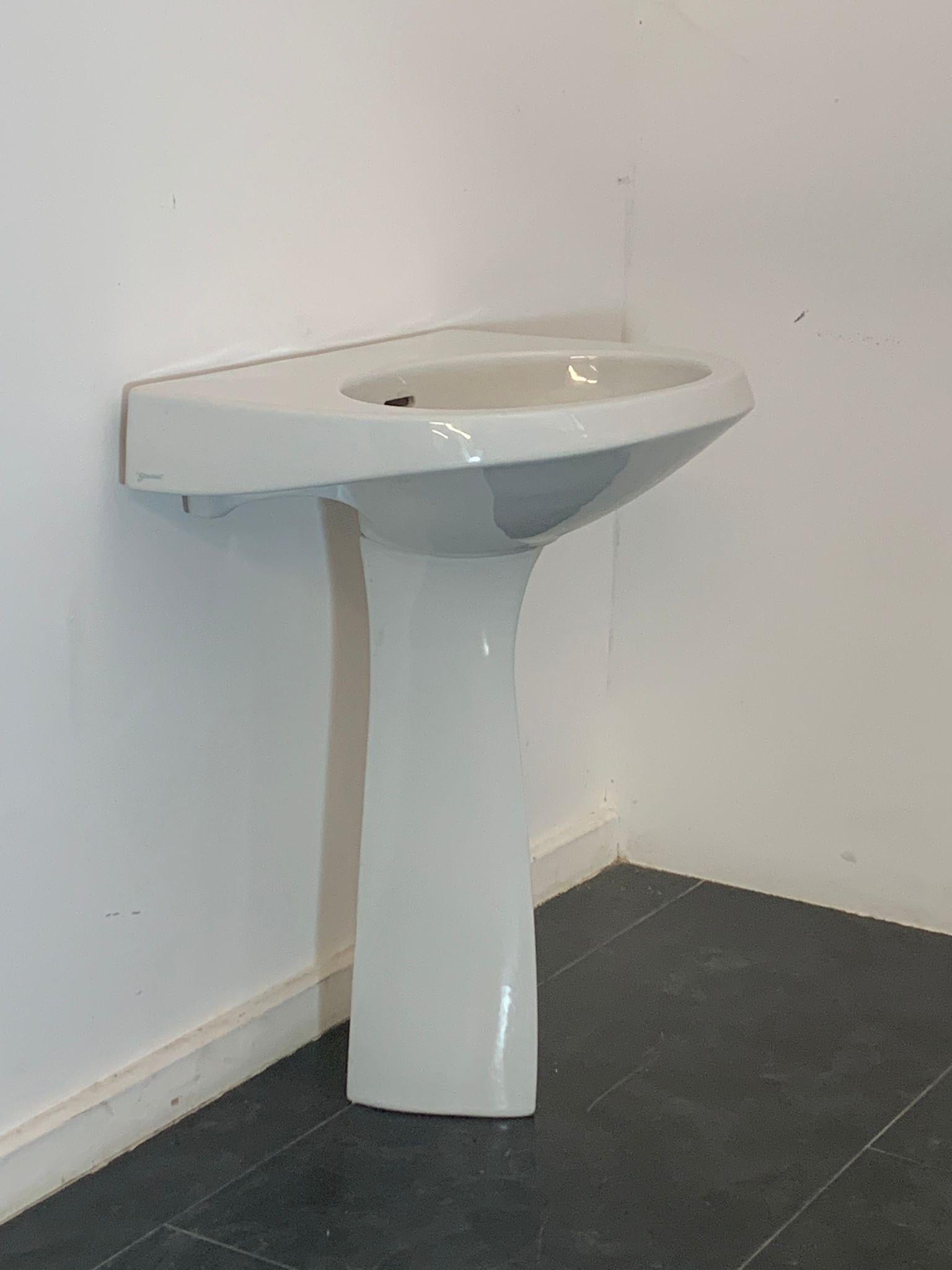 Gio Ponti washbasin with pedestal for Ideal Standard, 1960s For Sale 1