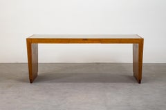 Tavolo Wood di Gio Ponti con cassetto e piano in vetro per Banca Nazionale Del Lavoro BNL