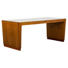 Gio Ponti Wood Table with Drawer, Glass Top for Banca Nazionale Del Lavoro BNL