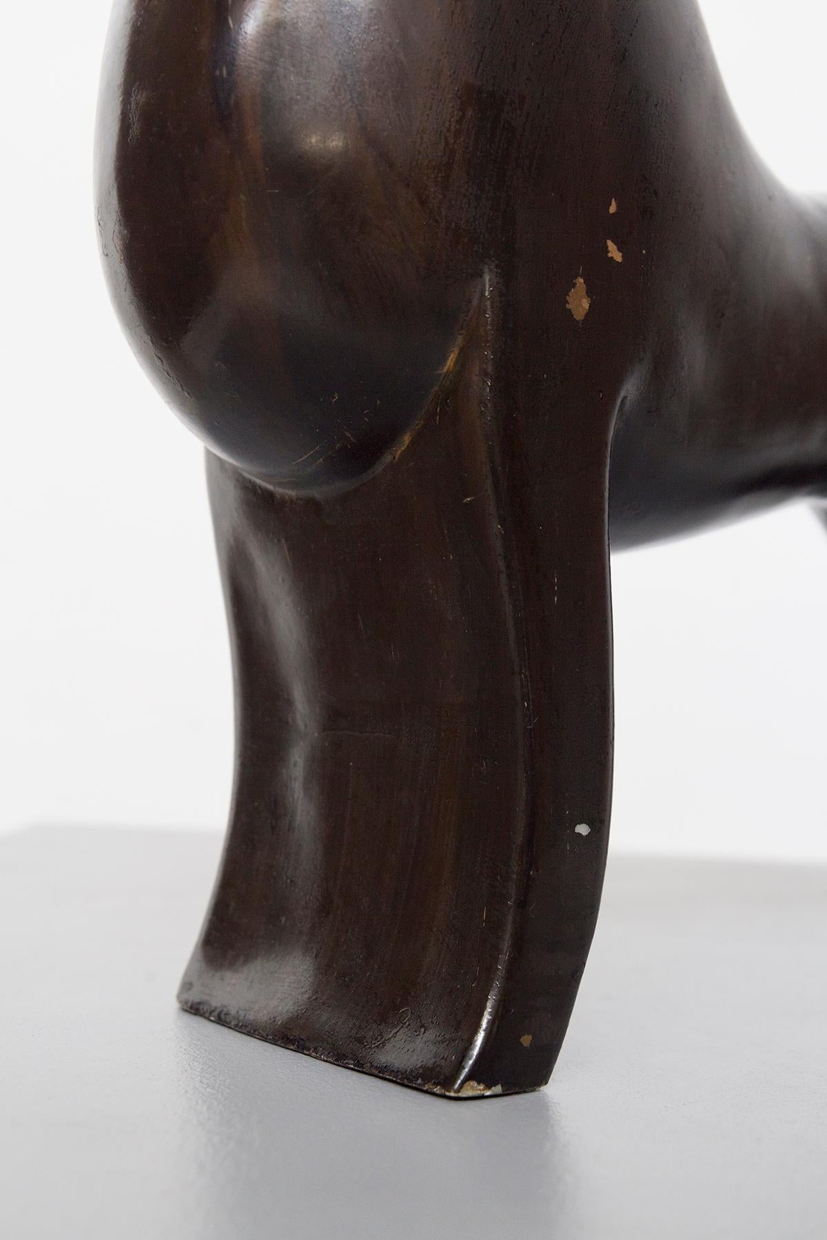 Mid-Century Modern Gio Ponti Wooden Horse Sculpture (Attr.)