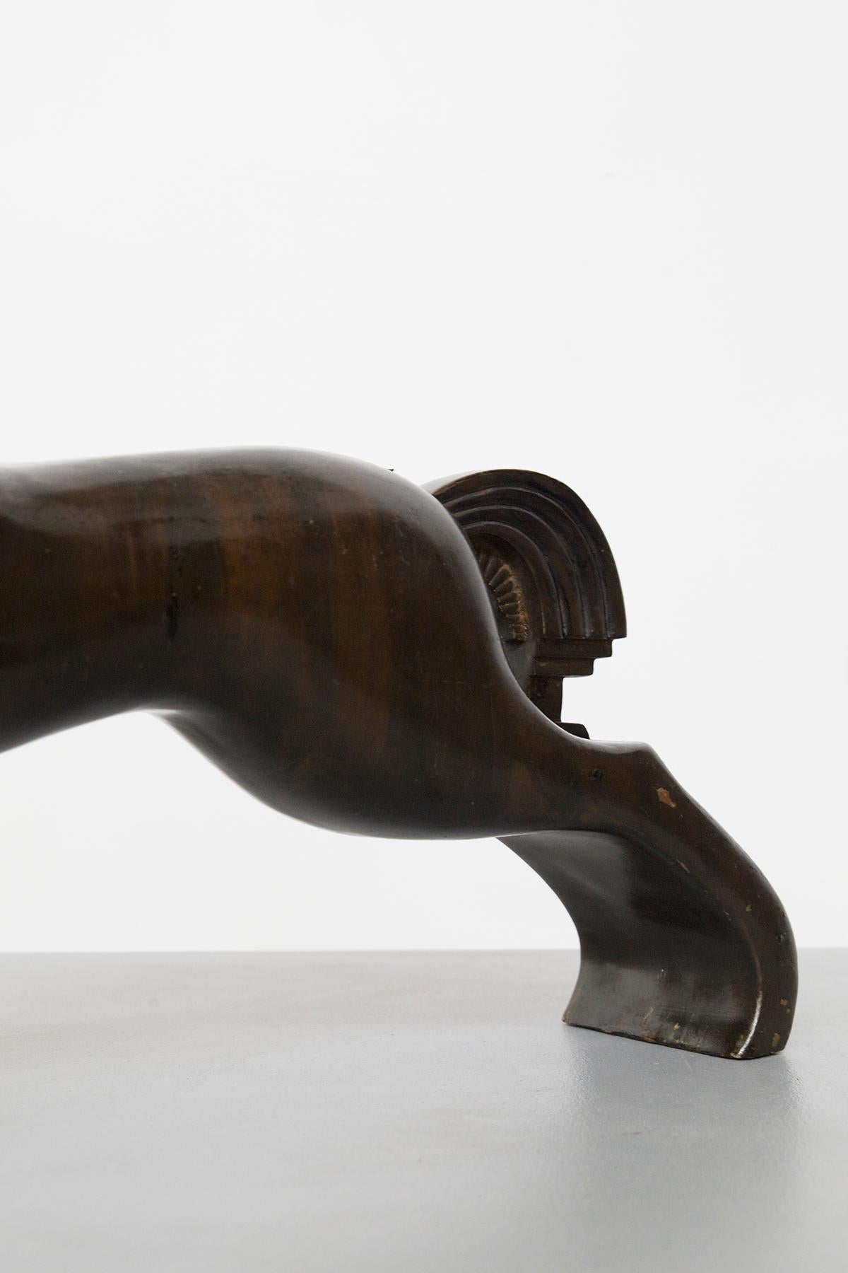 Mid-Century Modern Gio Ponti Wooden Horse Sculpture (Attr.)