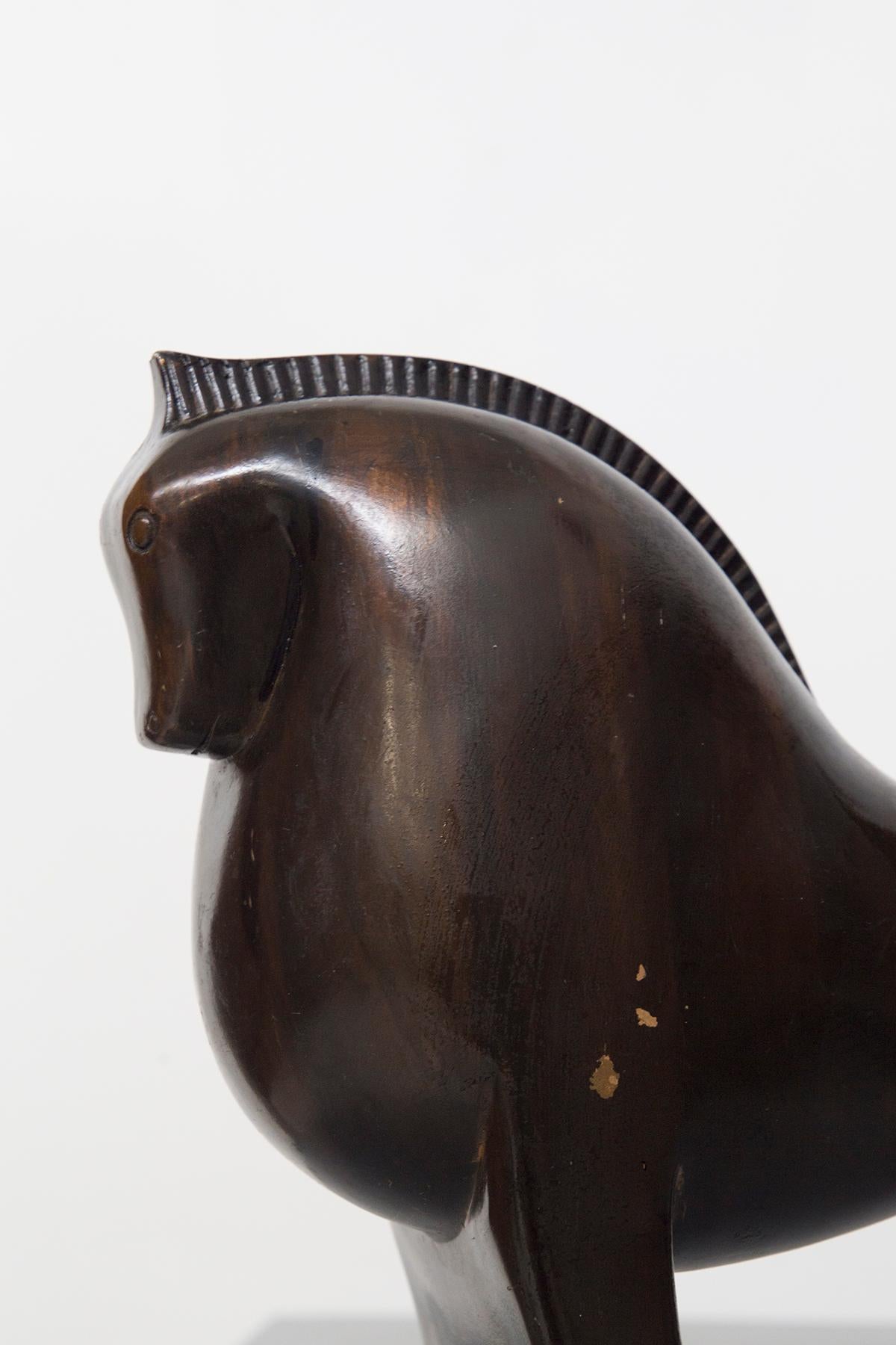 Gio Ponti Wooden Horse Sculpture (Attr.) In Good Condition In Milano, IT