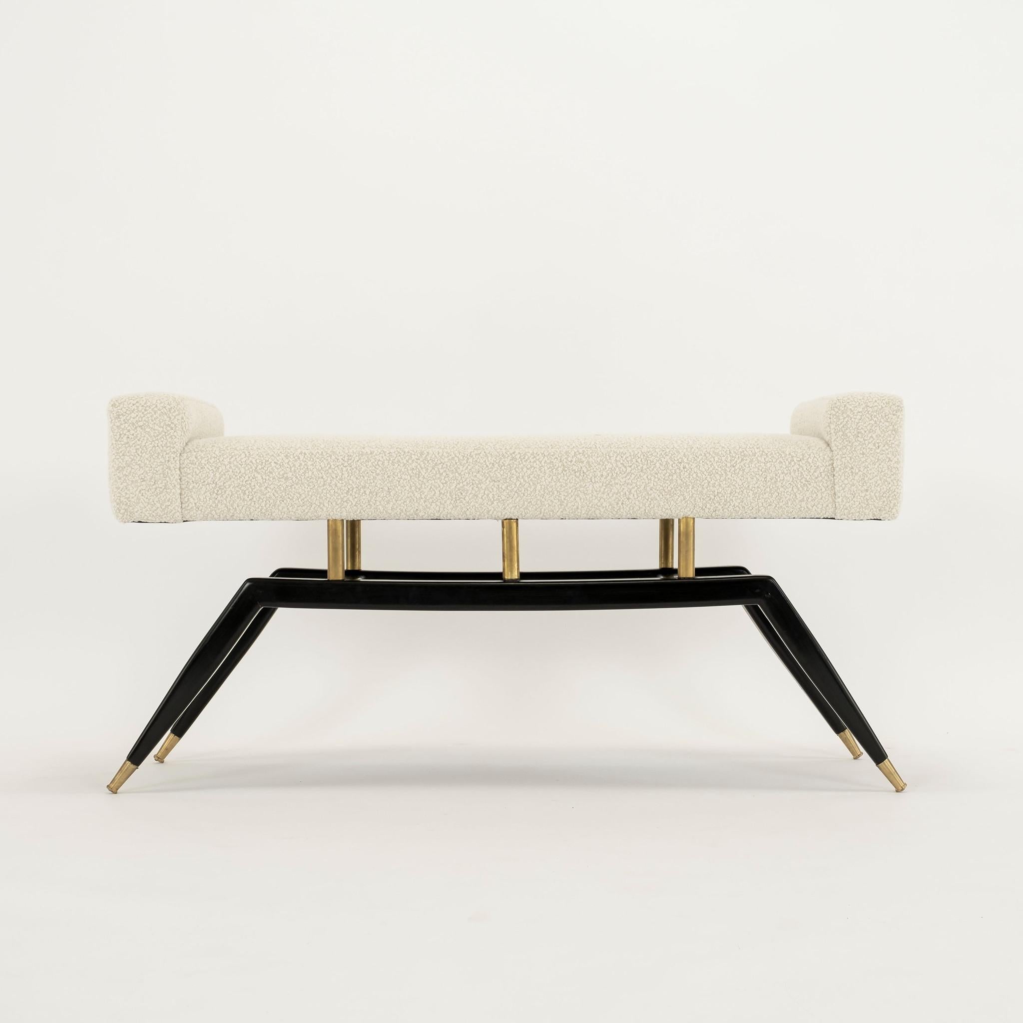 Mid-Century Modern Gio Ponti Wool Boucle Bench