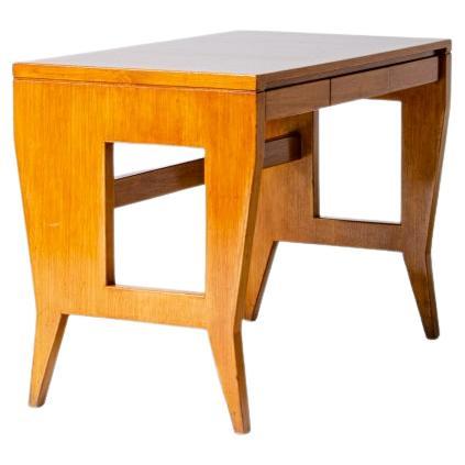 Giò Ponti's Schreibtisch aus blondem Holz mit originaler Holzplatte