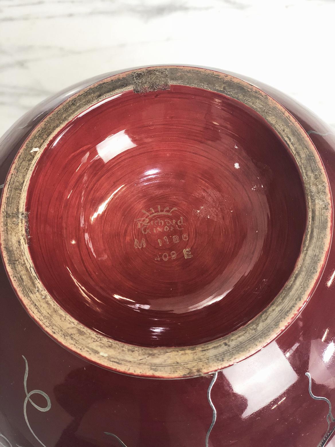 Italian Gio Ponti's Globular Vase in Red Majolica for Richard Ginori, 1930s