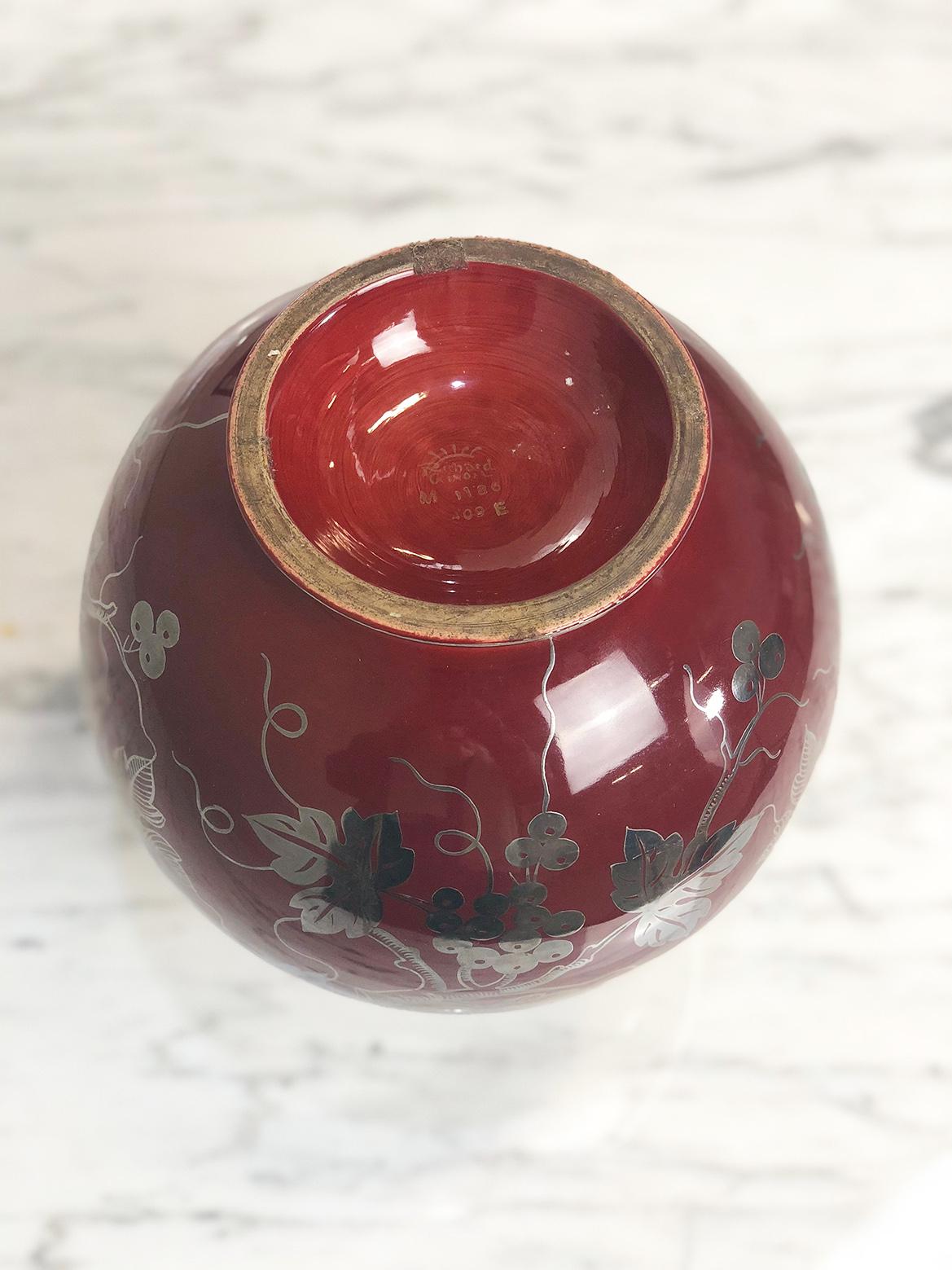 Ceramic Gio Ponti's Globular Vase in Red Majolica for Richard Ginori, 1930s