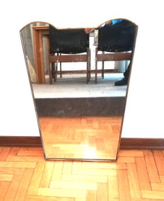 Gio Ponti's Style Midcentury Italian Brass Shaped Wall Mirror