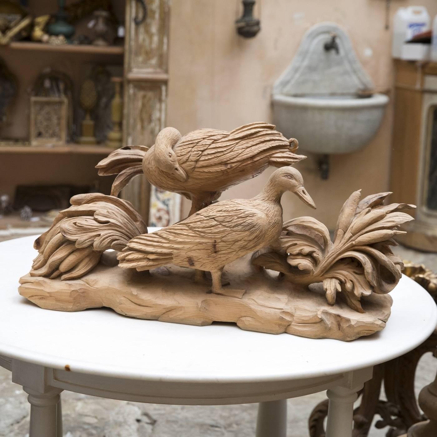 Contemporary Gioco di Uccelli Wood Sculpture