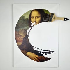 "Gioconda Draft", Contemporary Work, Printed on Canvas, Handmade in Italy, 2021