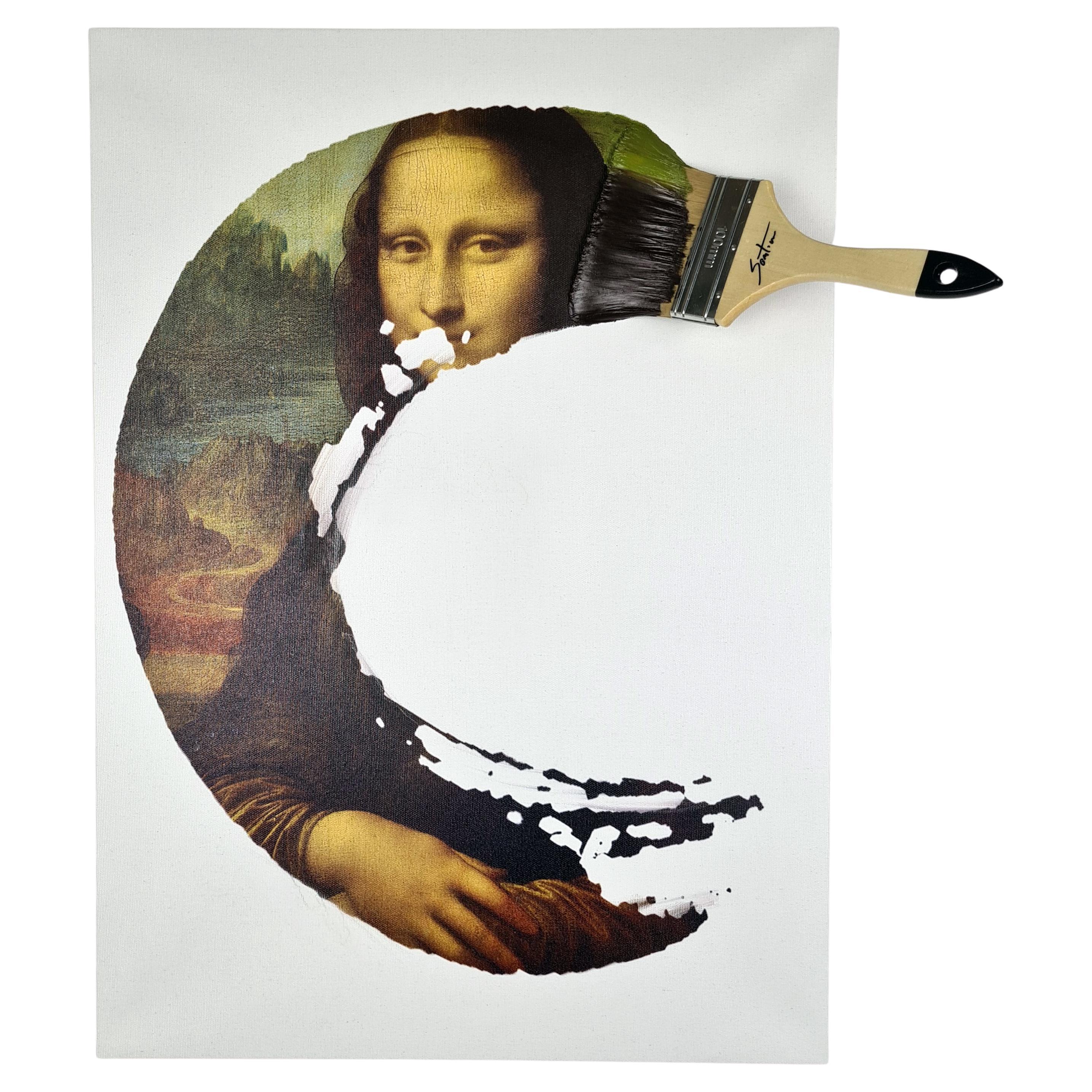 "Gioconda Draft", Contemporary Work, Printed on Canvas, Handmade in Italy, 2021 For Sale