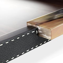 Gioele Big Tray in Amara Ebony, Pebbled Leather and Corno Italiano, Mod. 4439
