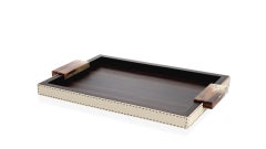 Gioele Tray in Matte Amara Ebony Veneer & Aida Pebbled Leather by Arcahorn