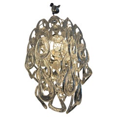 Lustre à 5 lumières en verre de Murano par Angelo Mangiarotti pour Vistosi, 1967
