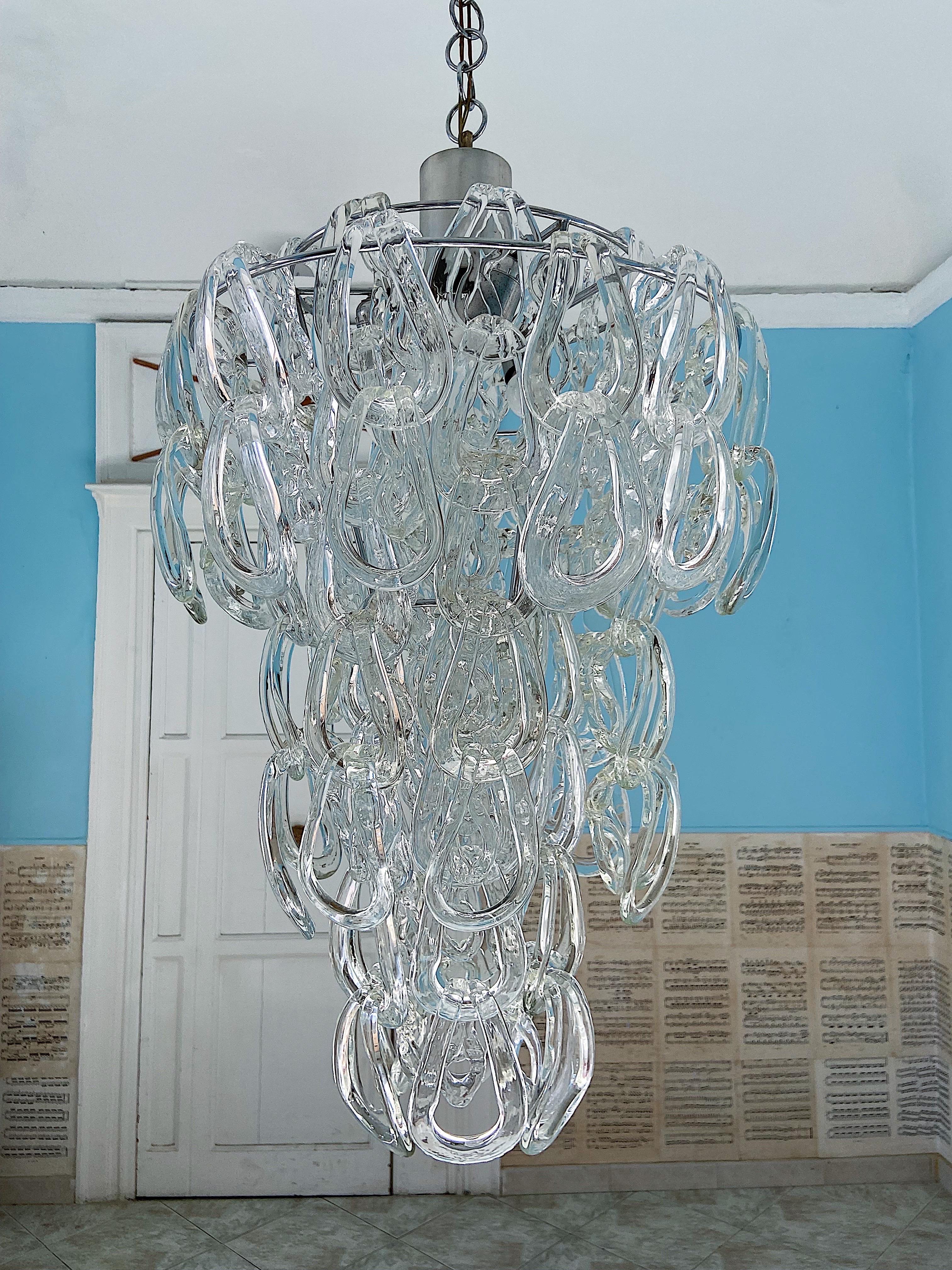 Giogali Chandelier by Angelo Mangiarotti for Vistosi In Good Condition In Palermo, PA