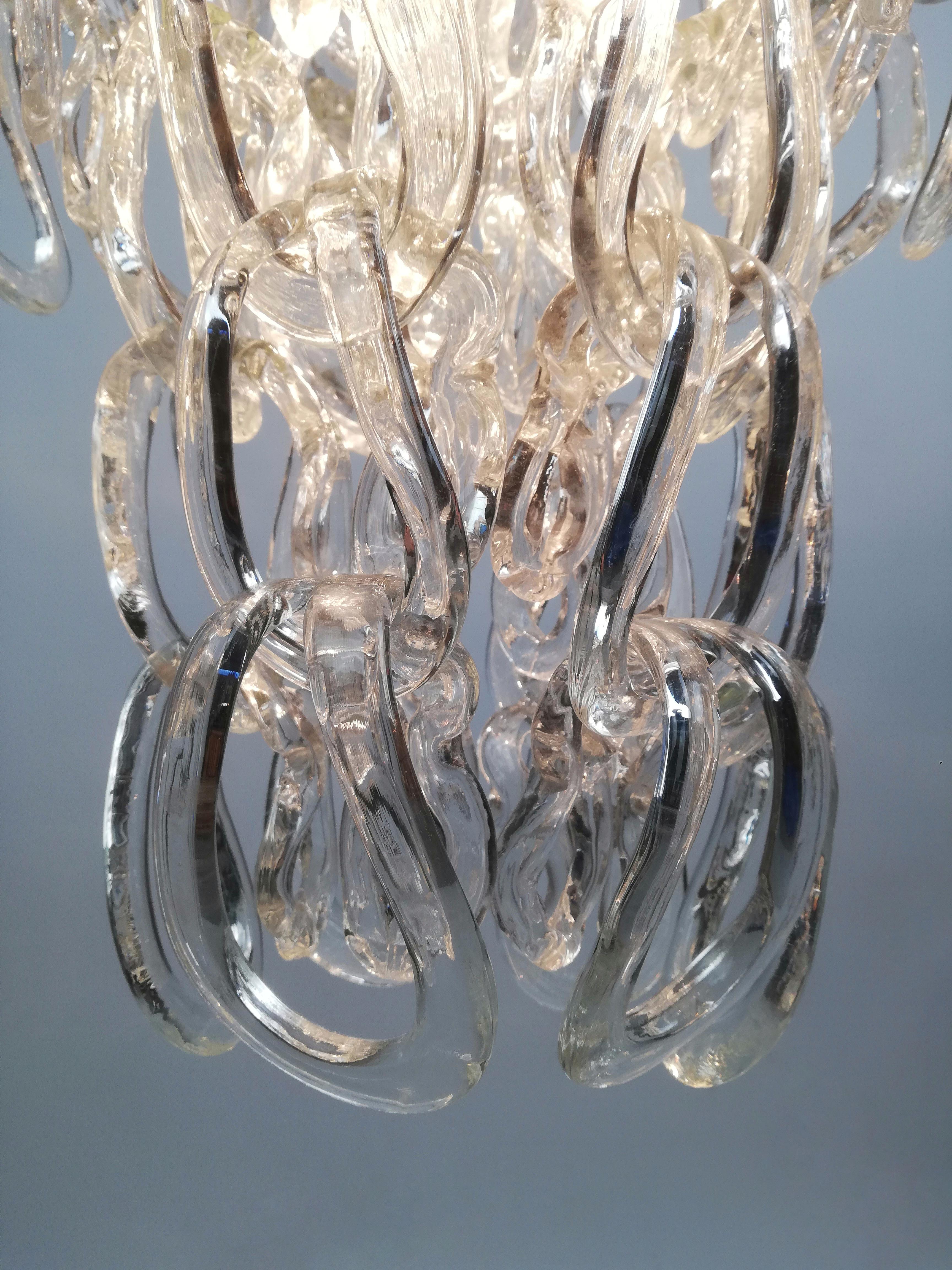Giogali Crystal Ceiling Lamp Designed by Angelo Mangiarotti for Vistosi For Sale 4