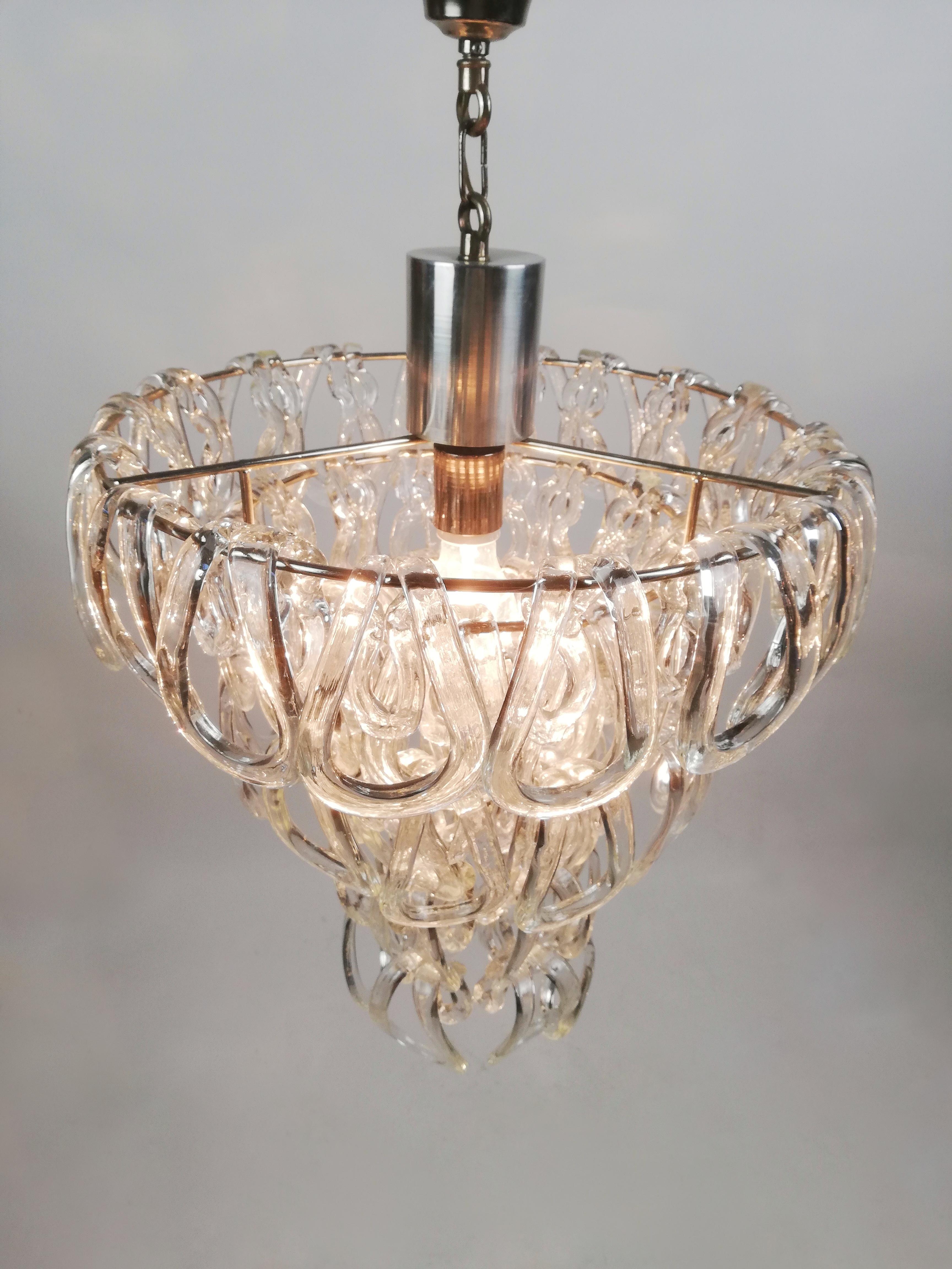Giogali Crystal Ceiling Lamp Designed by Angelo Mangiarotti for Vistosi For Sale 5